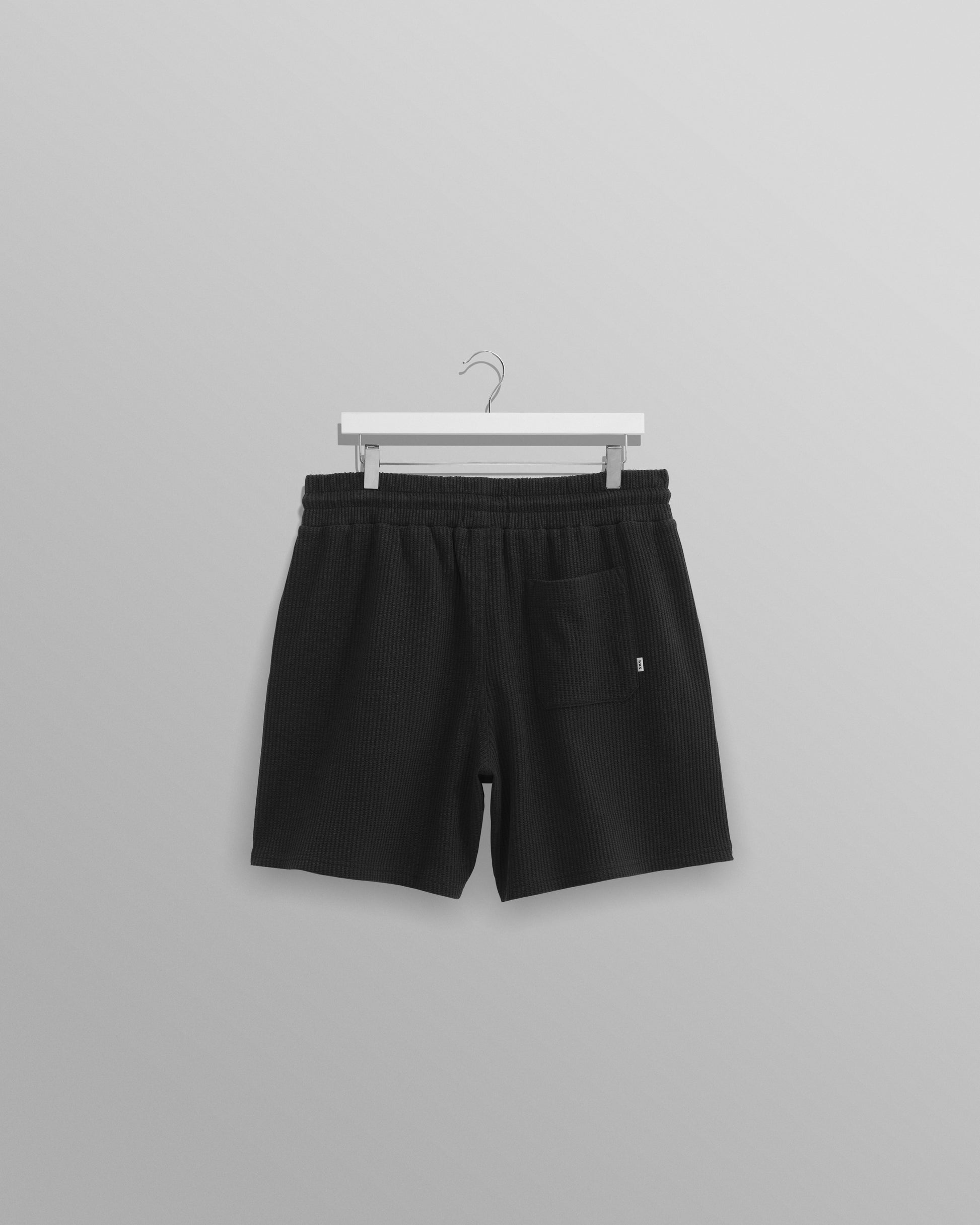 wax london men's Dudley - Black Textured Waffle Shorts