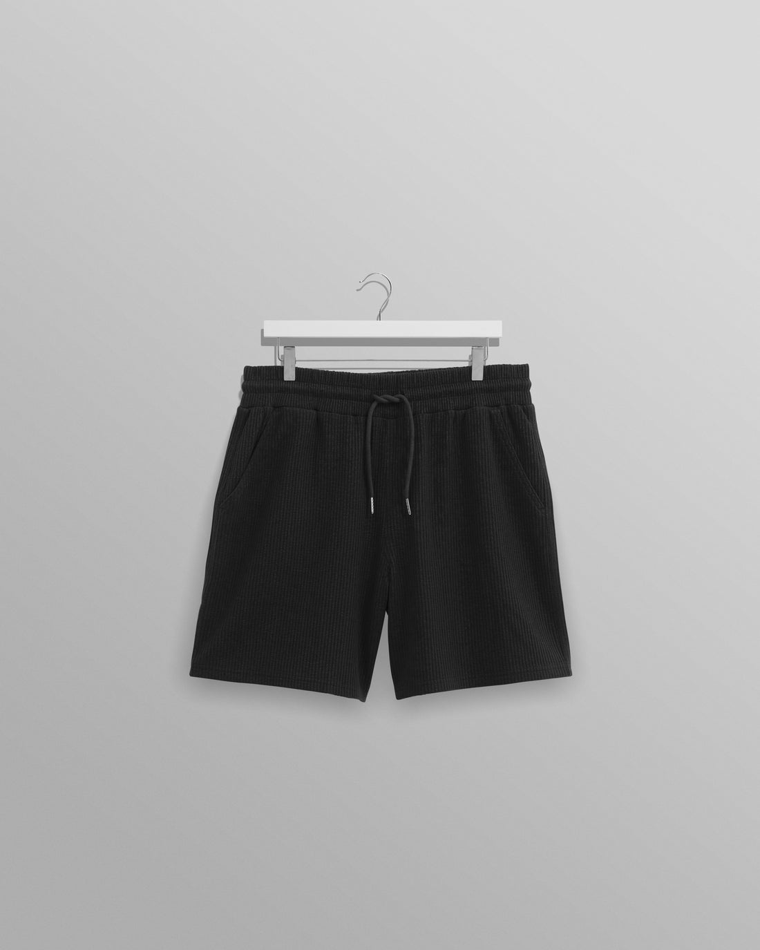 wax london men's Dudley - Black Textured Waffle Shorts