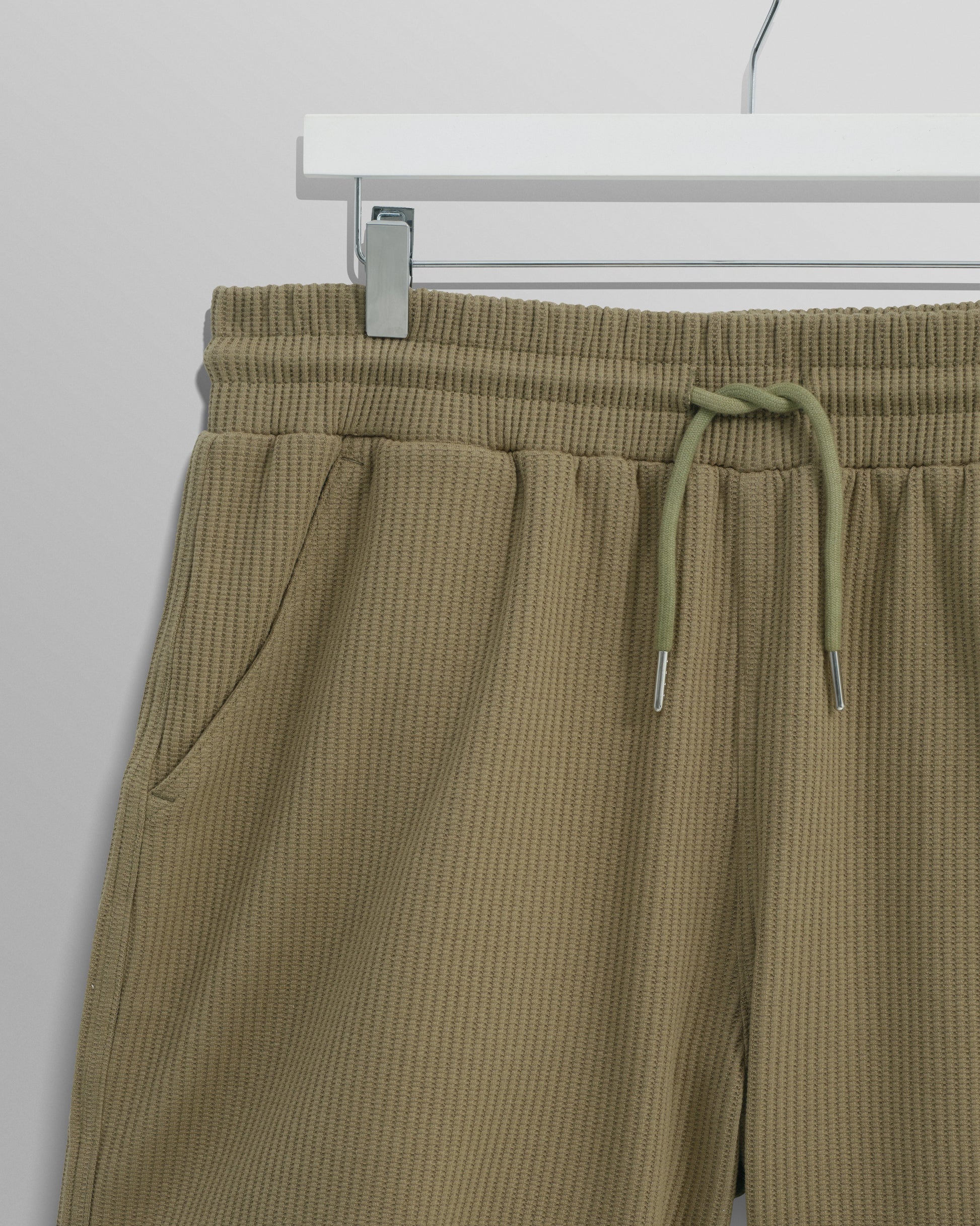 wax london men's Dudley - Khaki Textured Waffle Shorts