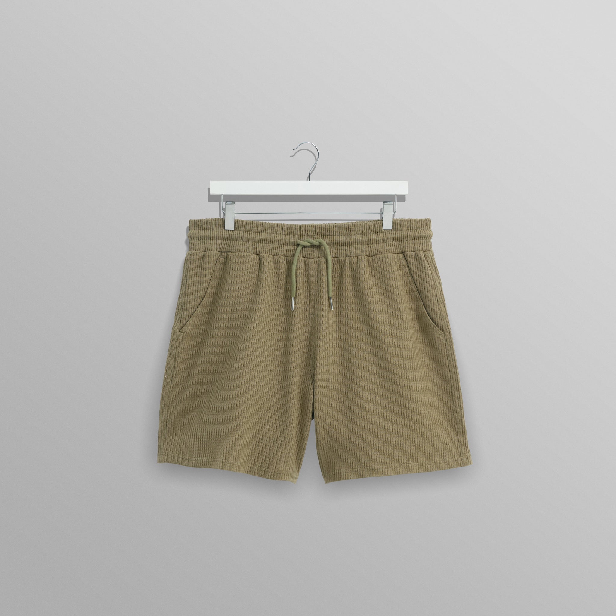 wax london men's Dudley - Khaki Textured Waffle Shorts