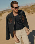 wax london men's Eldon - Black Doodle Embroidered Cotton Jacket
