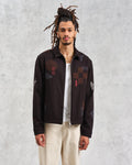 wax london men's Eldon - Black Doodle Embroidered Cotton Jacket