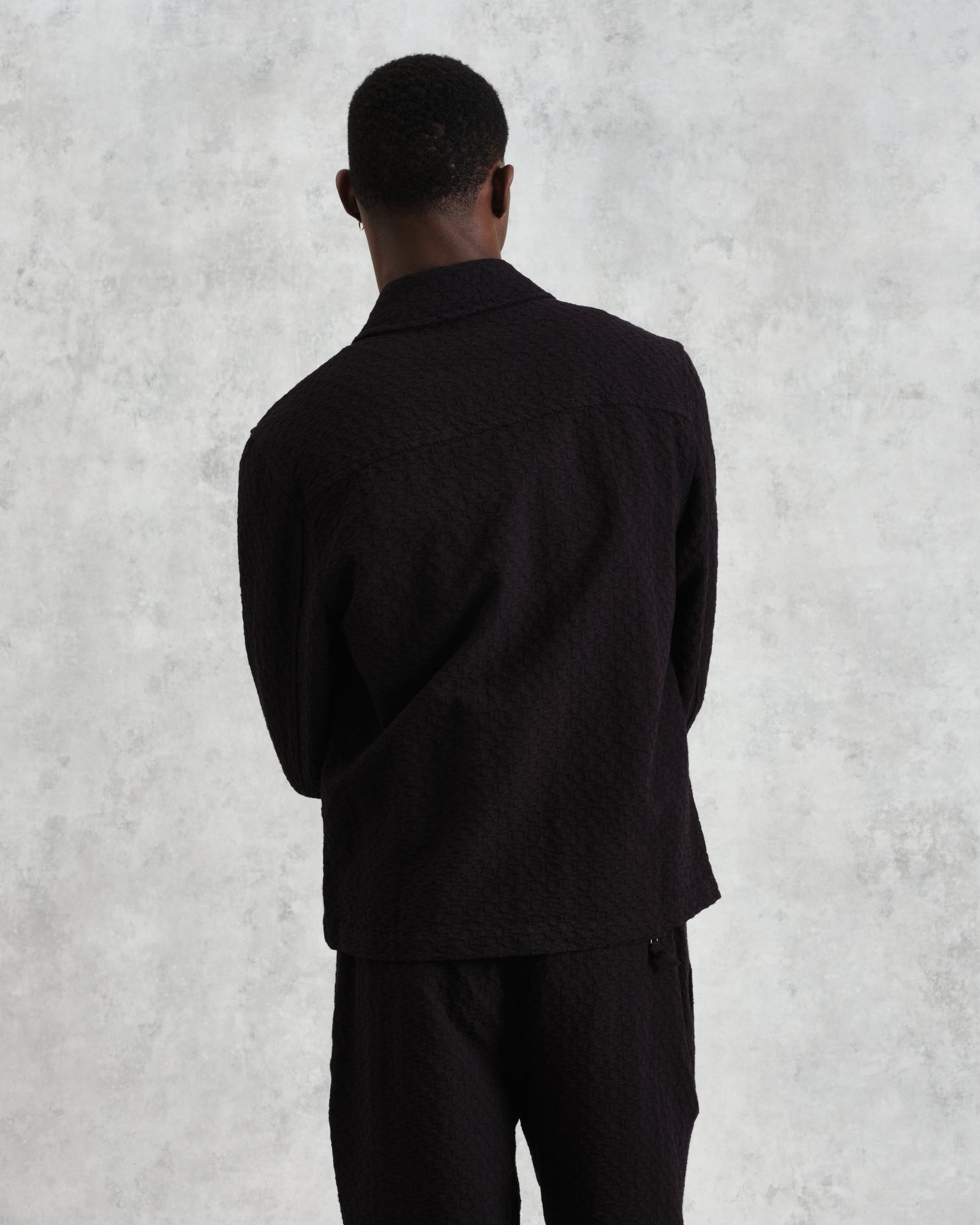 wax london men's Eldon - Black Floral Diamond Cotton Jacket