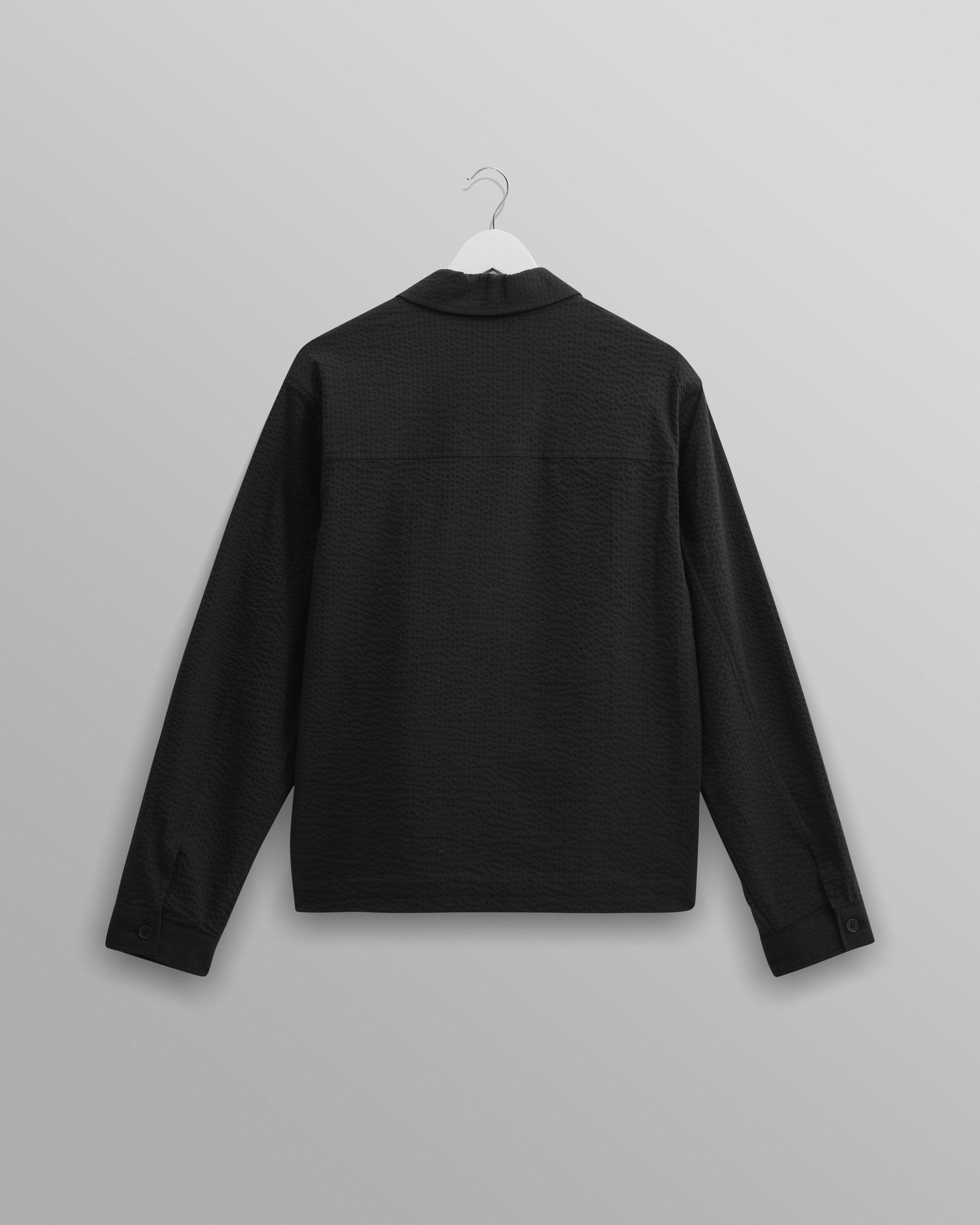 wax london men's Eldon - Black Cotton Seersucker Jacket