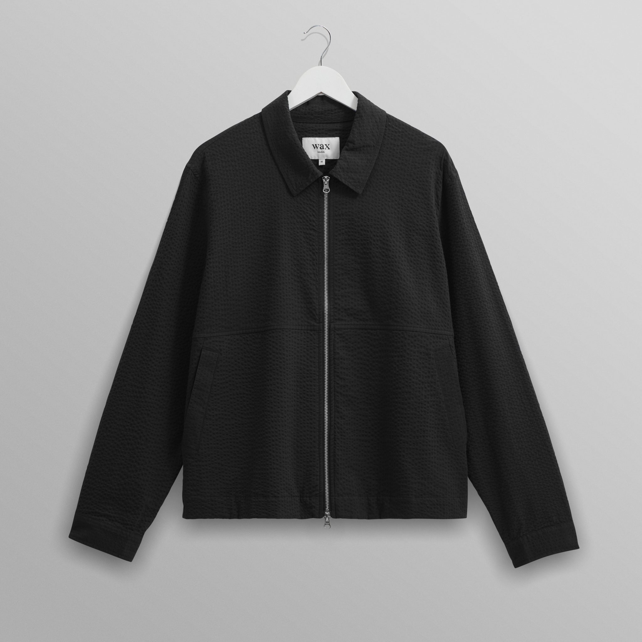 wax london men's Eldon - Black Cotton Seersucker Jacket