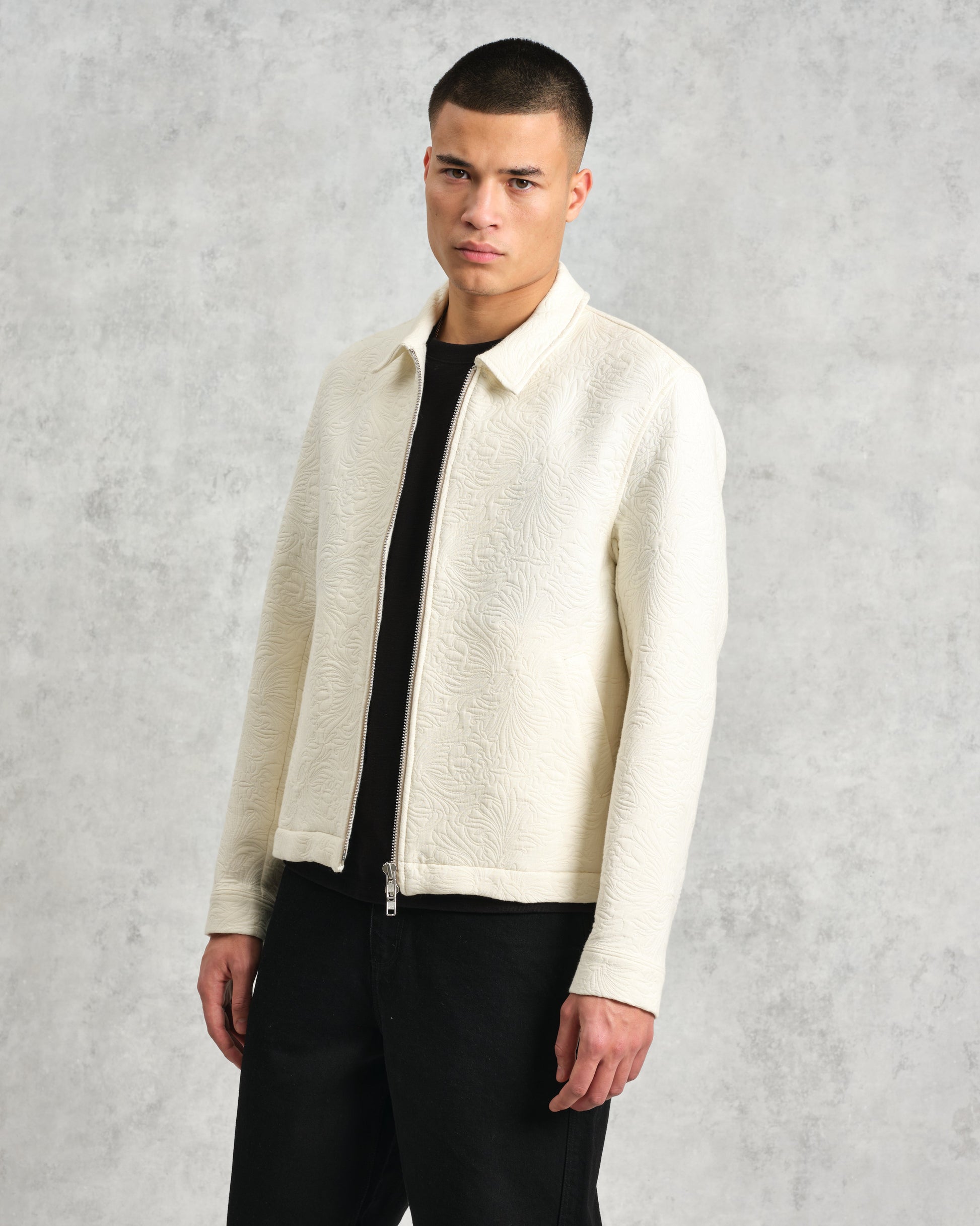 wax london men's Eldon - Ecru Meadow Jacquard Jacket