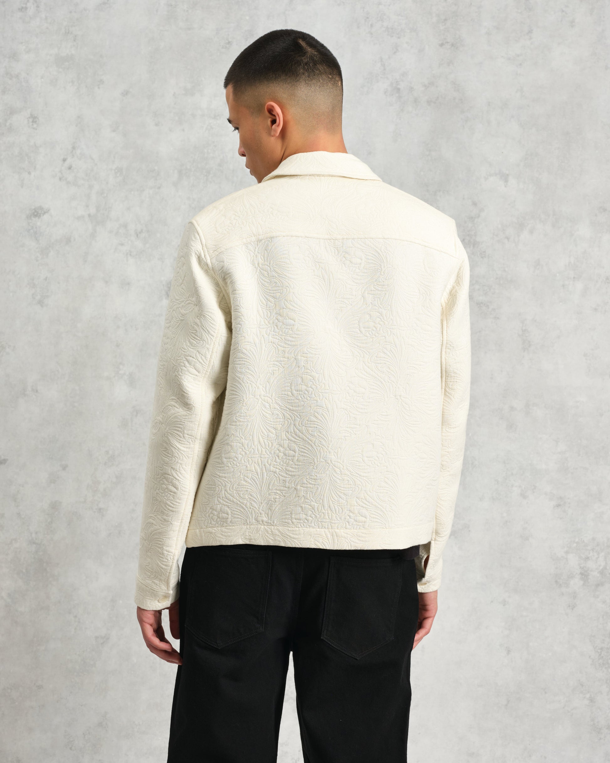 wax london men's Eldon - Ecru Meadow Jacquard Jacket
