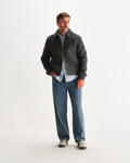 wax london men's Eldon - Mid Grey Boiled Wool Jacket