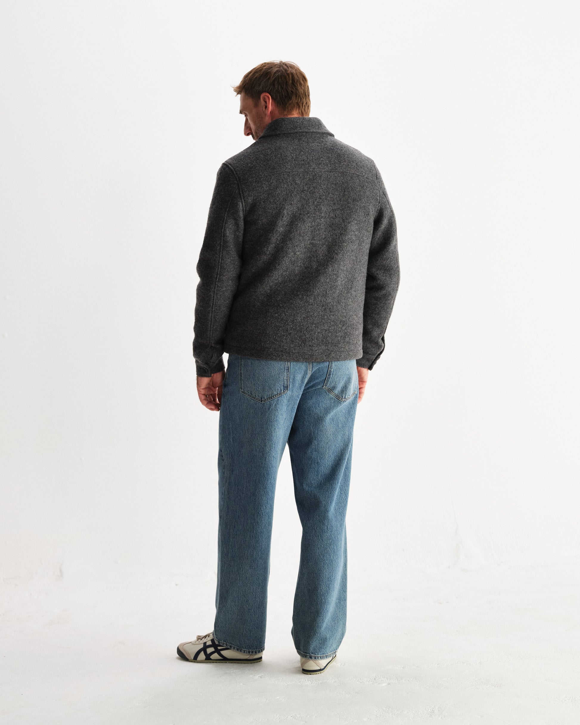 wax london men's Eldon - Mid Grey Boiled Wool Jacket