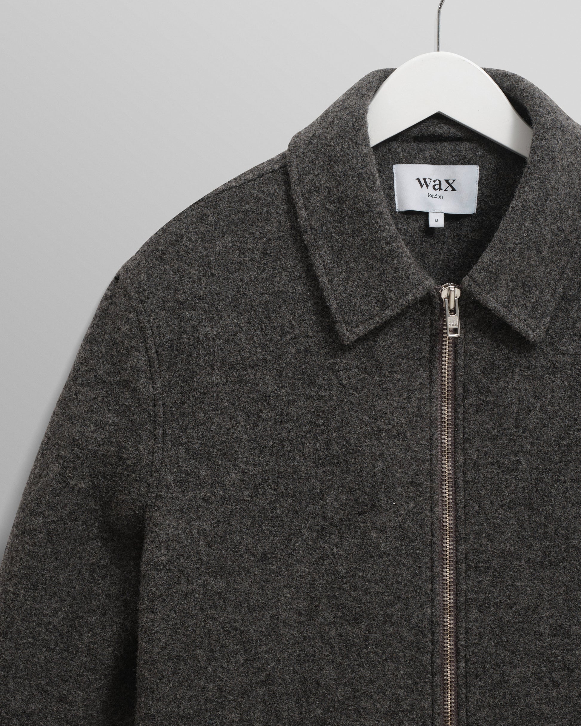 wax london men's Eldon - Mid Grey Boiled Wool Jacket