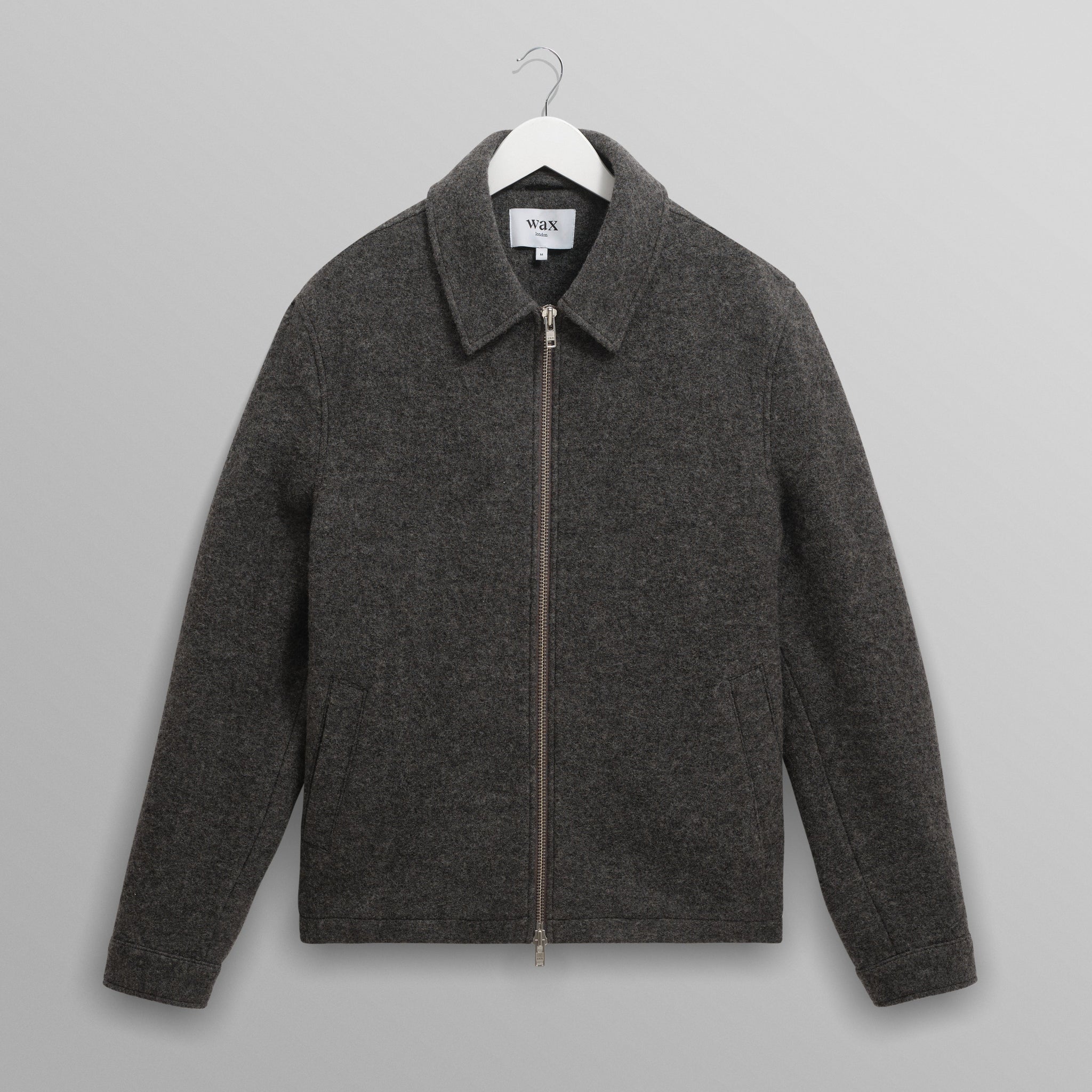 wax london men's Eldon - Mid Grey Boiled Wool Jacket