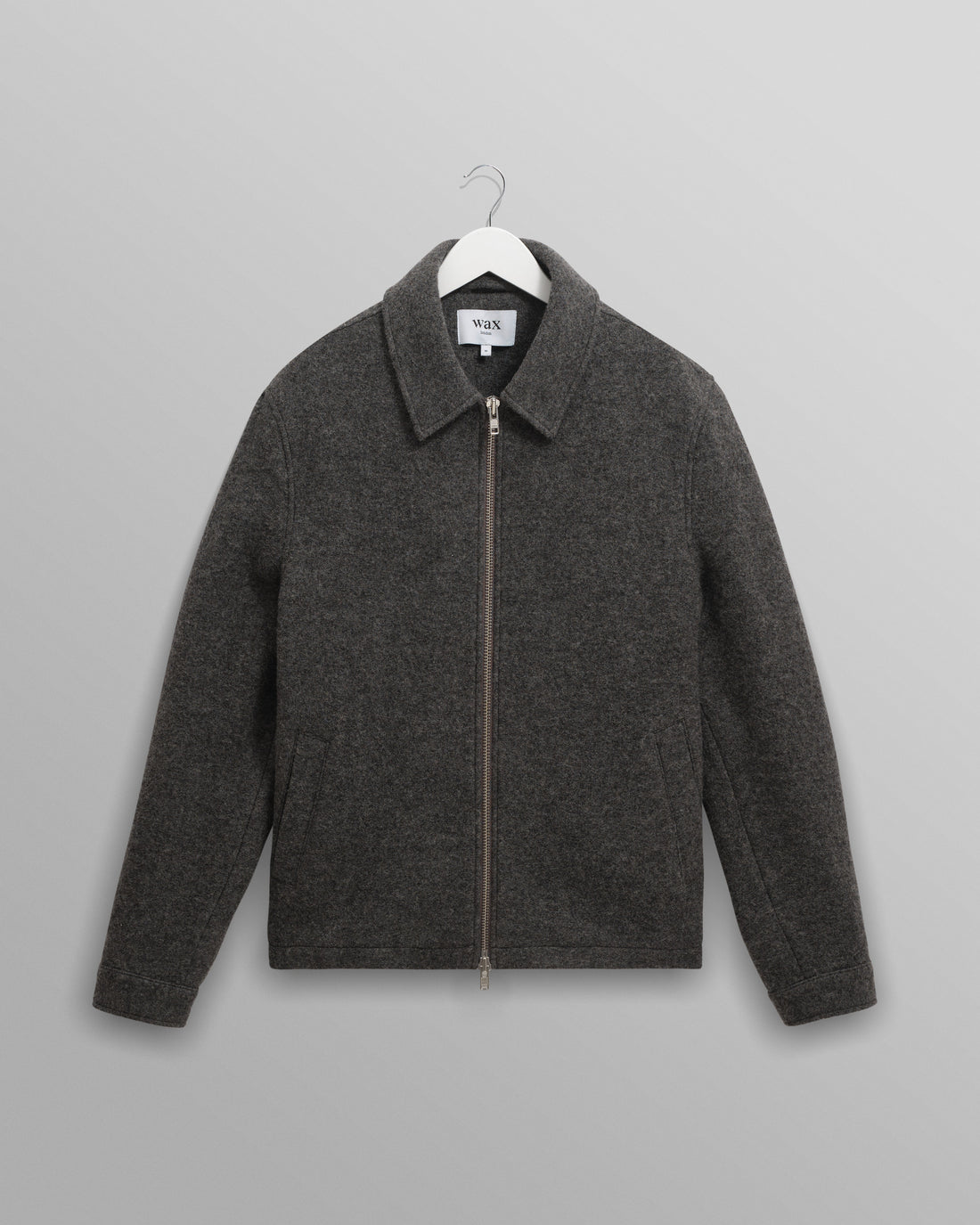 wax london men's Eldon - Mid Grey Boiled Wool Jacket