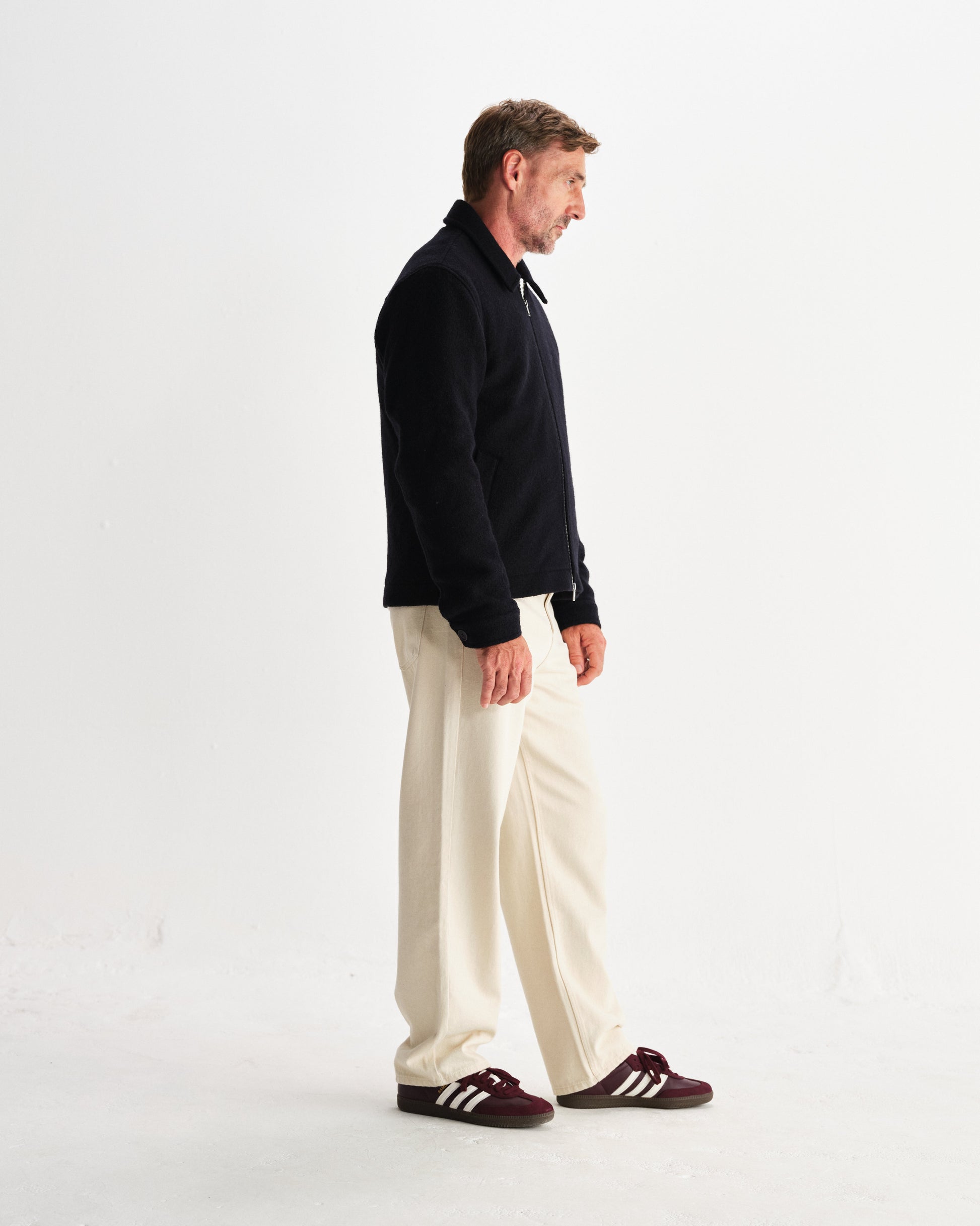 wax london men's Eldon - Midnight Navy Boiled Wool Jacket