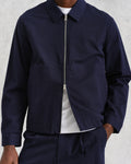 wax london men's Eldon - Navy Cotton Seersucker Jacket