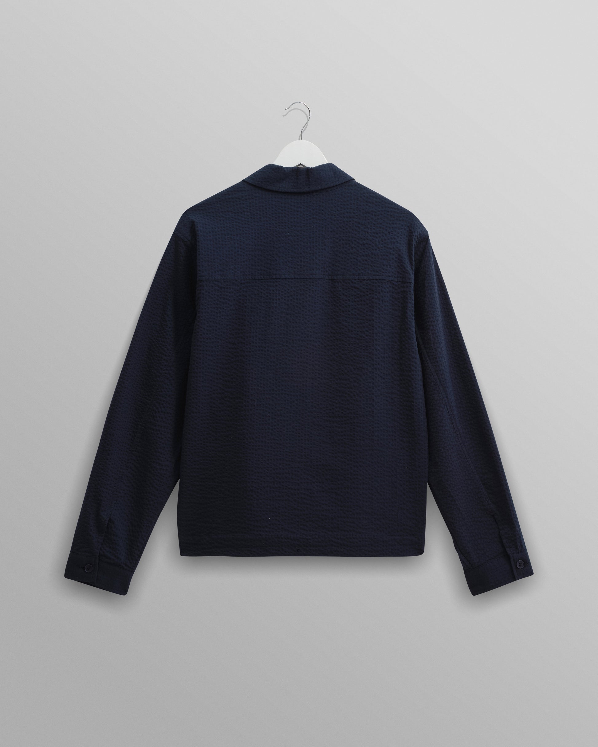 wax london men's Eldon - Navy Cotton Seersucker Jacket