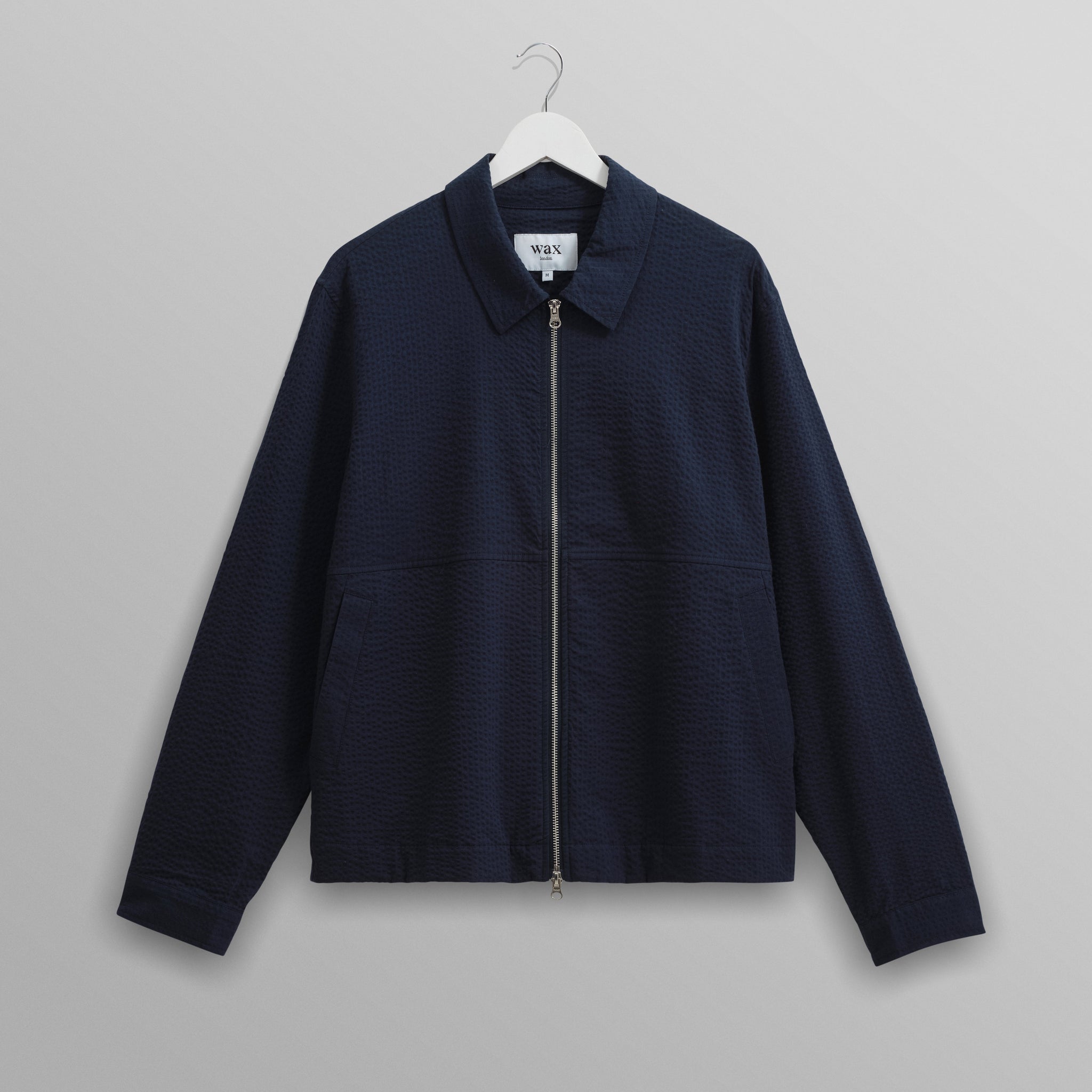 wax london men's Eldon - Navy Cotton Seersucker Jacket