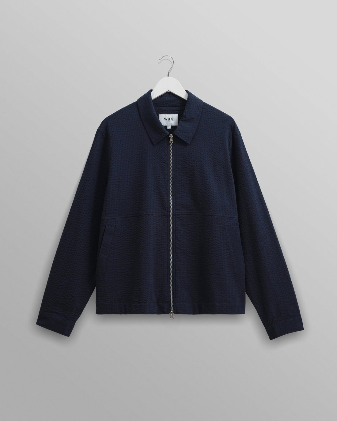 wax london men's Eldon - Navy Cotton Seersucker Jacket