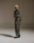 wax london men's Eldon - Navy Flower Stamp Jacquard Jacket