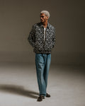wax london men's Eldon - Navy Flower Stamp Jacquard Jacket