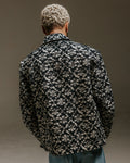 wax london men's Eldon - Navy Flower Stamp Jacquard Jacket
