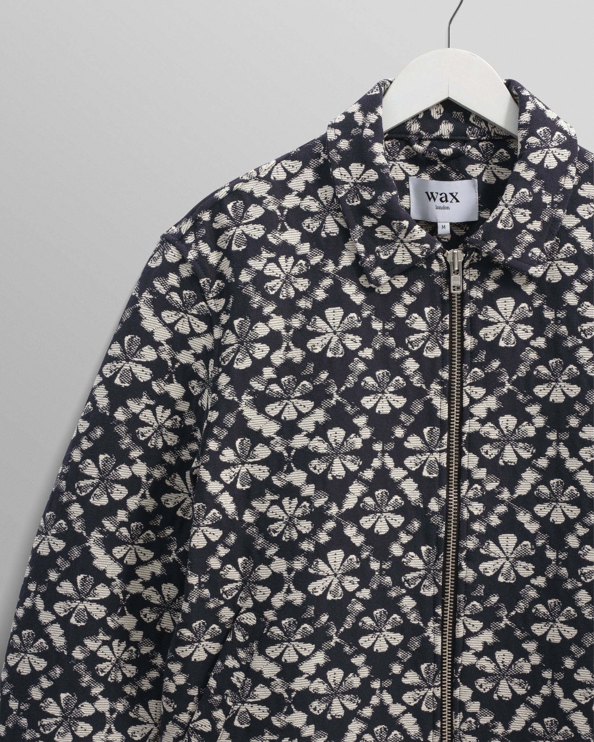 wax london men's Eldon - Navy Flower Stamp Jacquard Jacket
