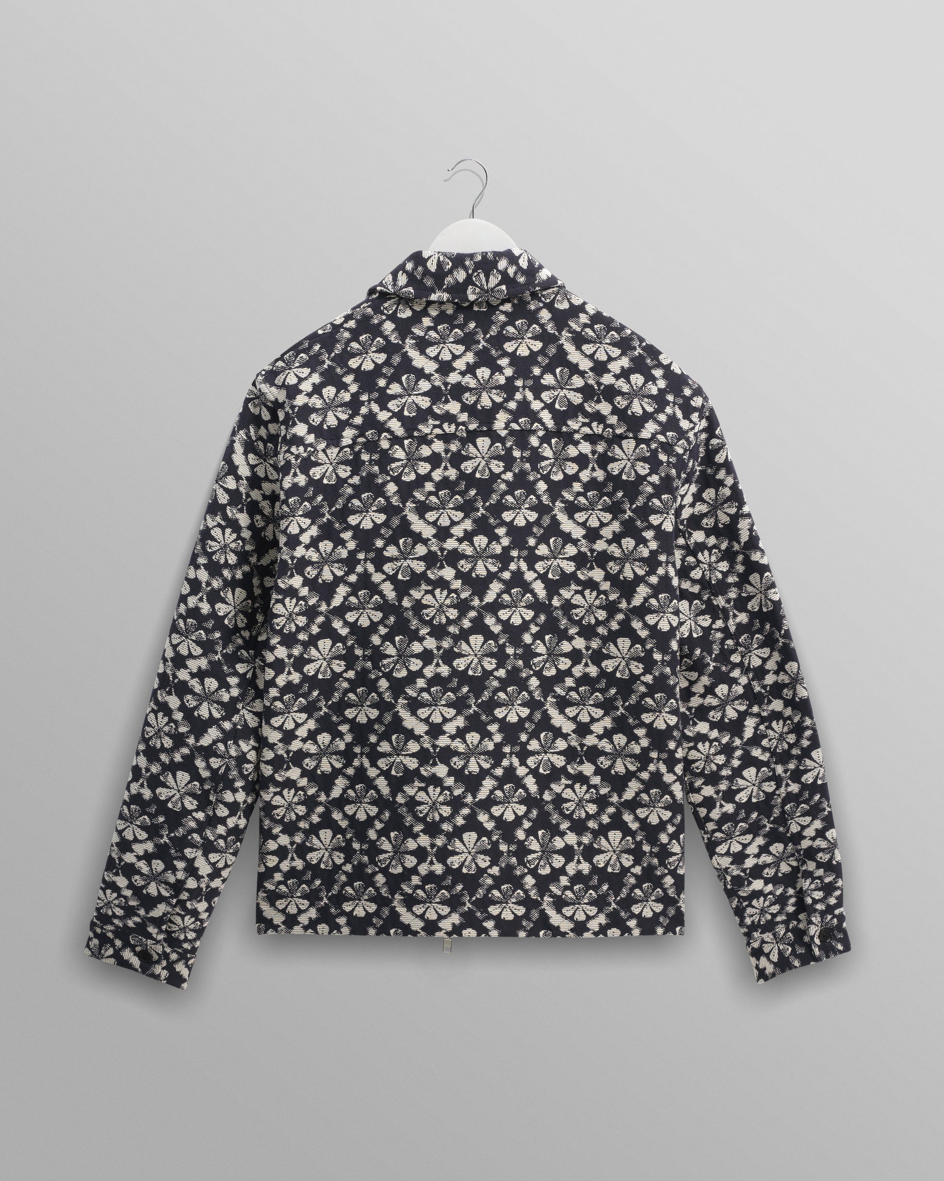 wax london men's Eldon - Navy Flower Stamp Jacquard Jacket