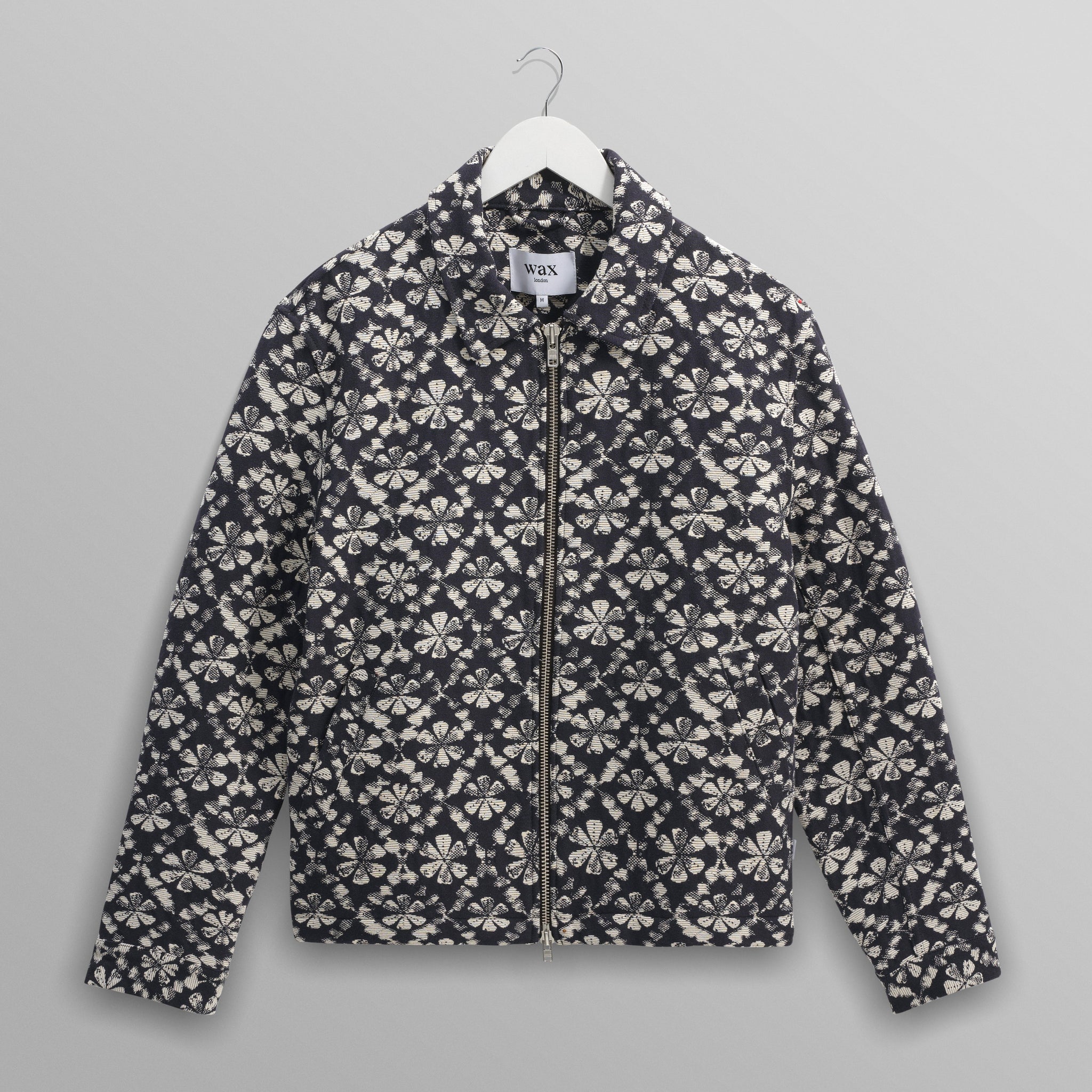 wax london men's Eldon - Navy Flower Stamp Jacquard Jacket