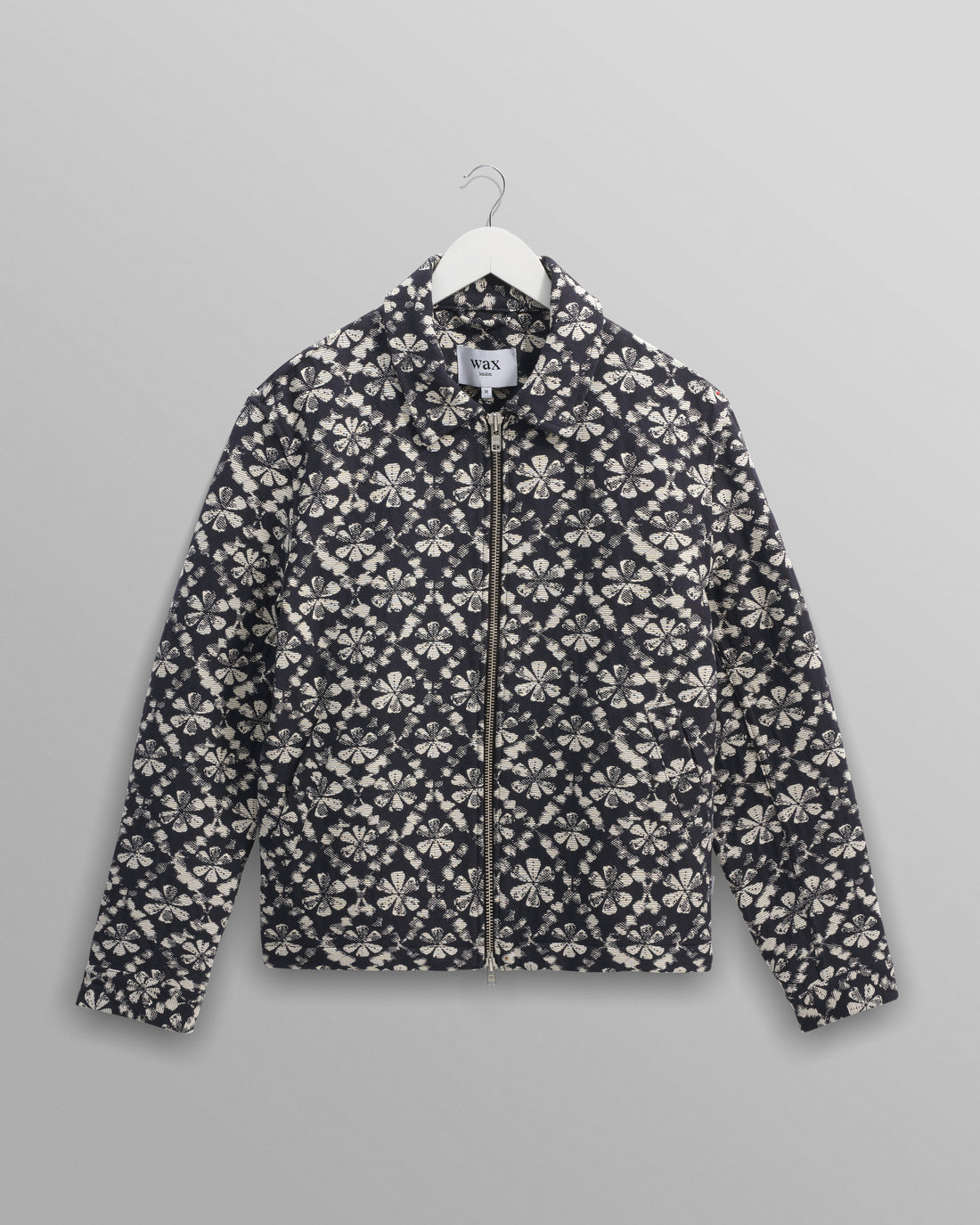 wax london men's Eldon - Navy Flower Stamp Jacquard Jacket