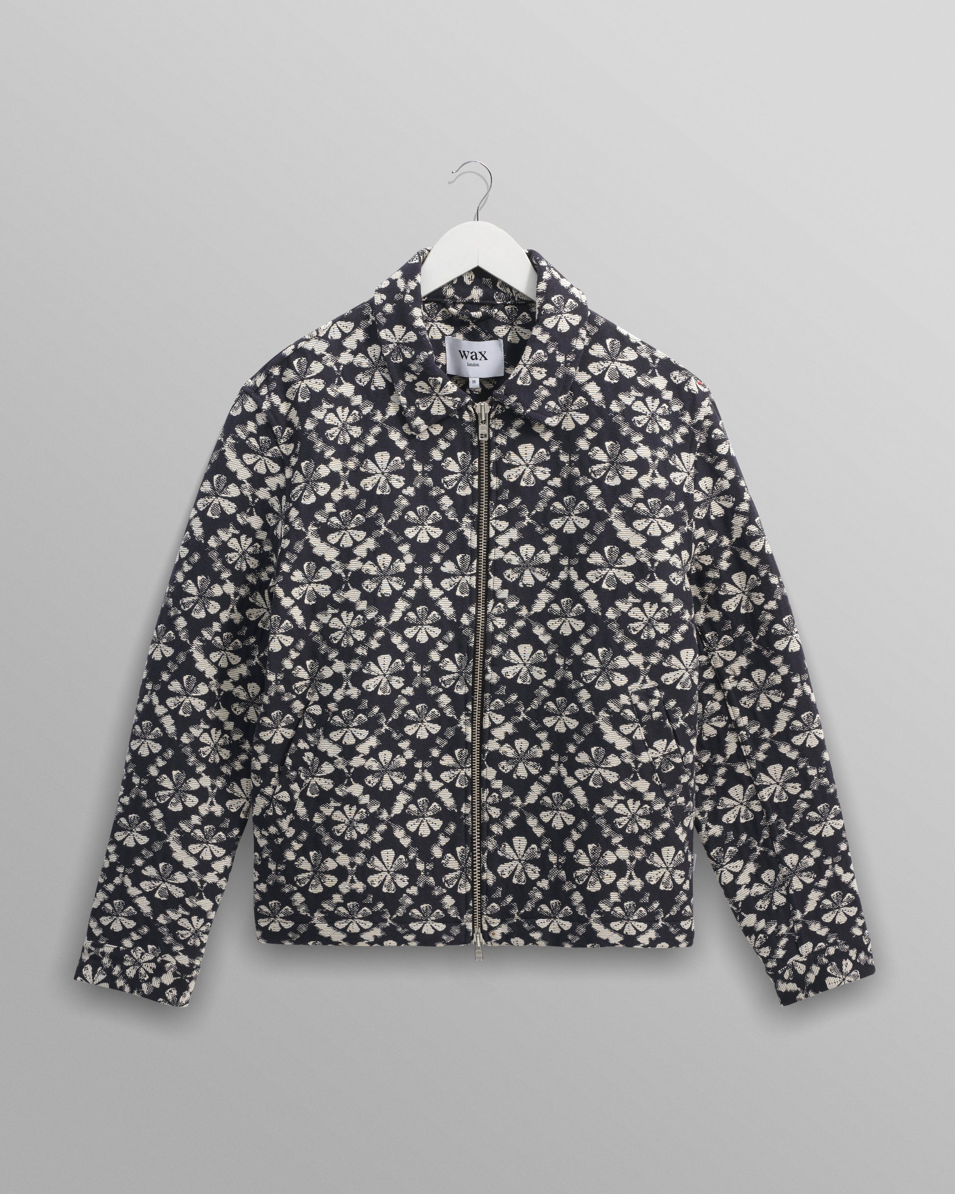 wax london men's Eldon - Navy Flower Stamp Jacquard Jacket