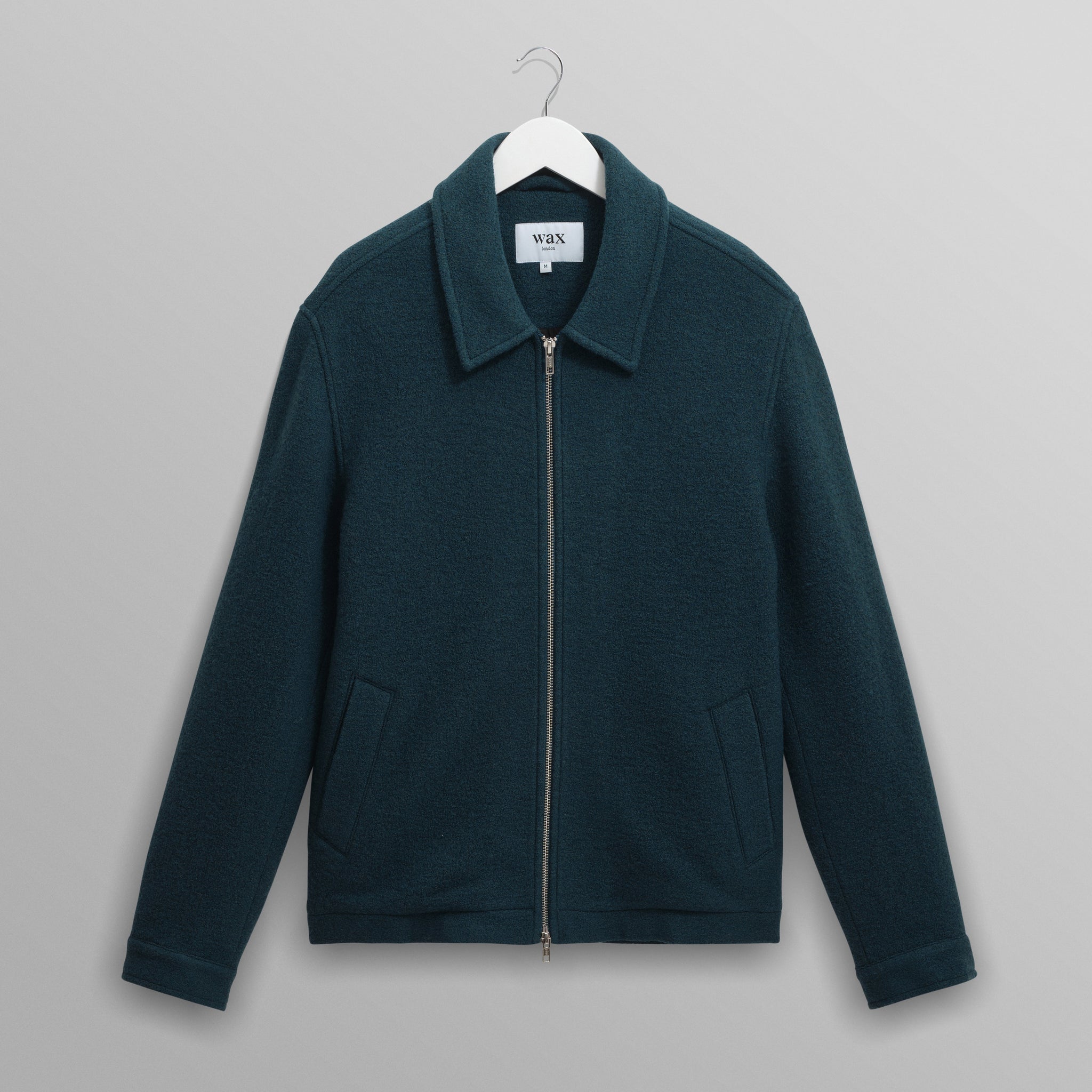 wax london men's Eldon - Teal Boiled Wool Jacket