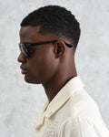 wax london men's Eltham - Black Acetate Square Sunglasses