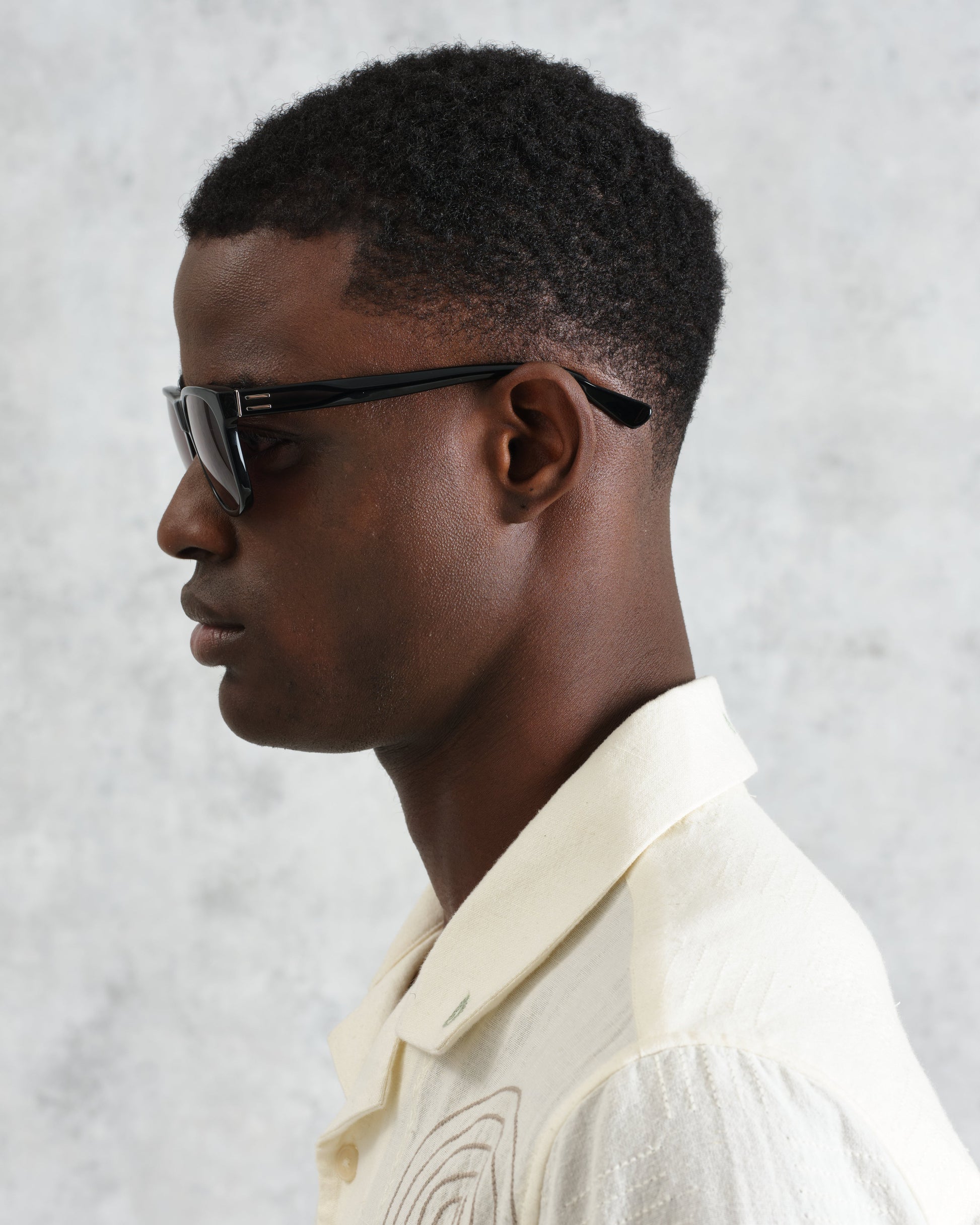 wax london men's Eltham - Black Acetate Square Sunglasses