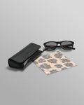 wax london men's Eltham - Black Acetate Square Sunglasses