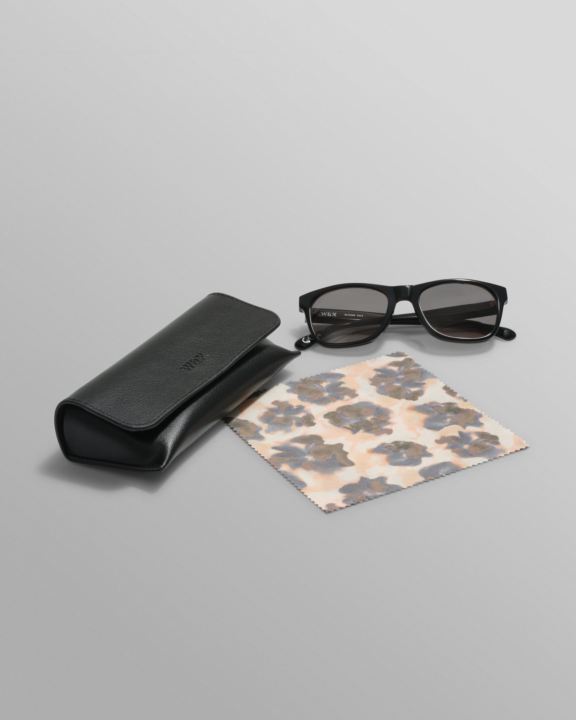 wax london men's Eltham - Black Acetate Square Sunglasses