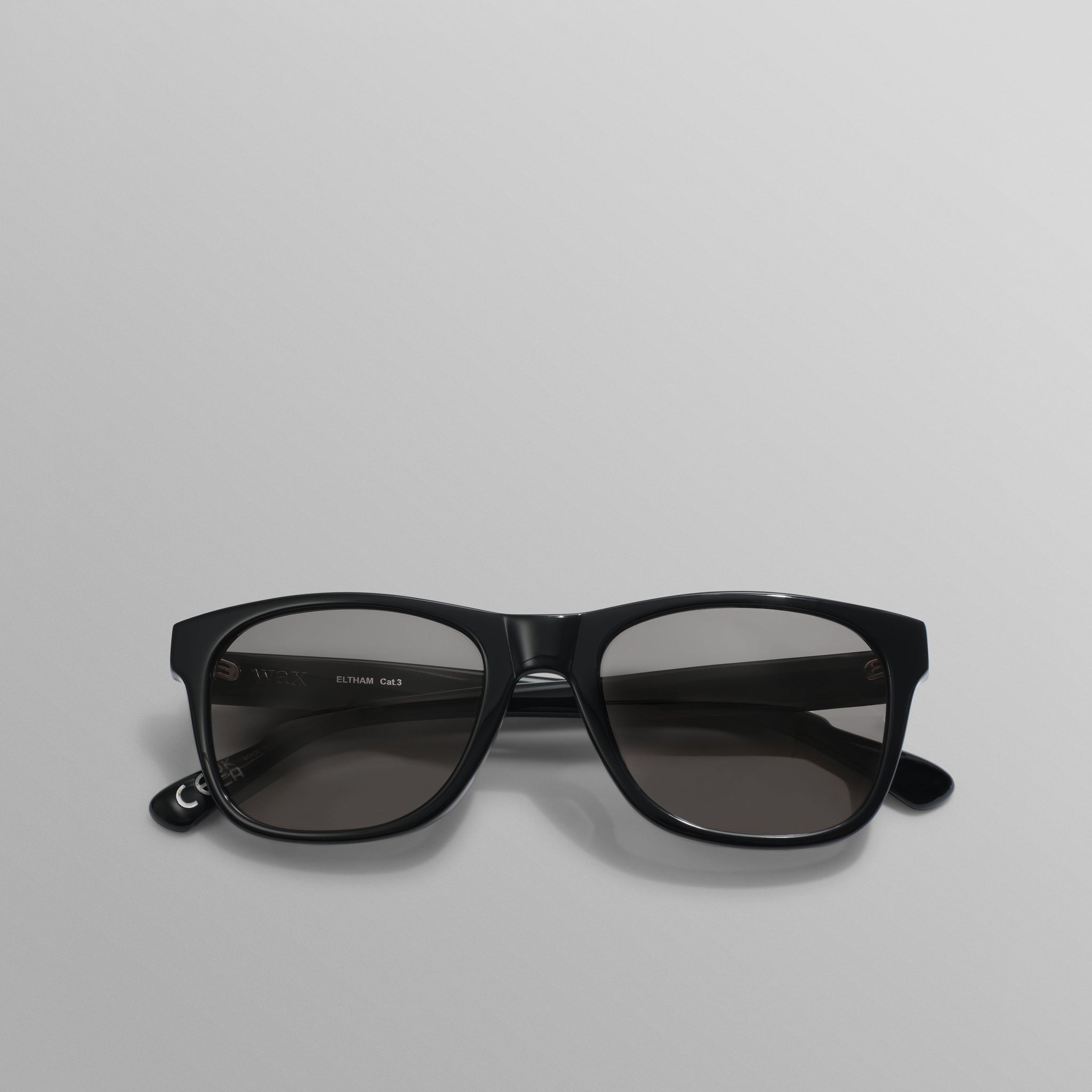 wax london men's Eltham - Black Acetate Square Sunglasses