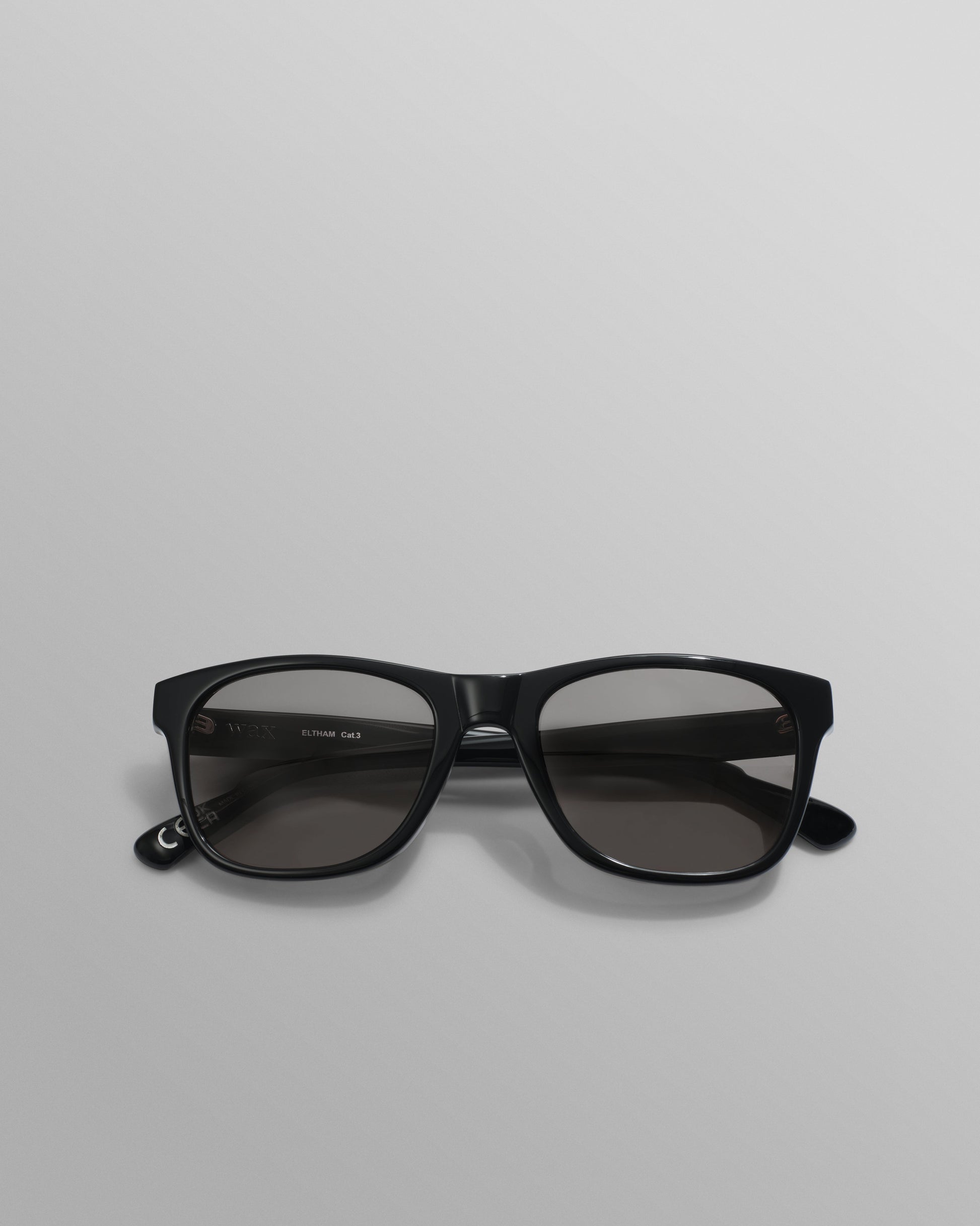 wax london men's Eltham - Black Acetate Square Sunglasses