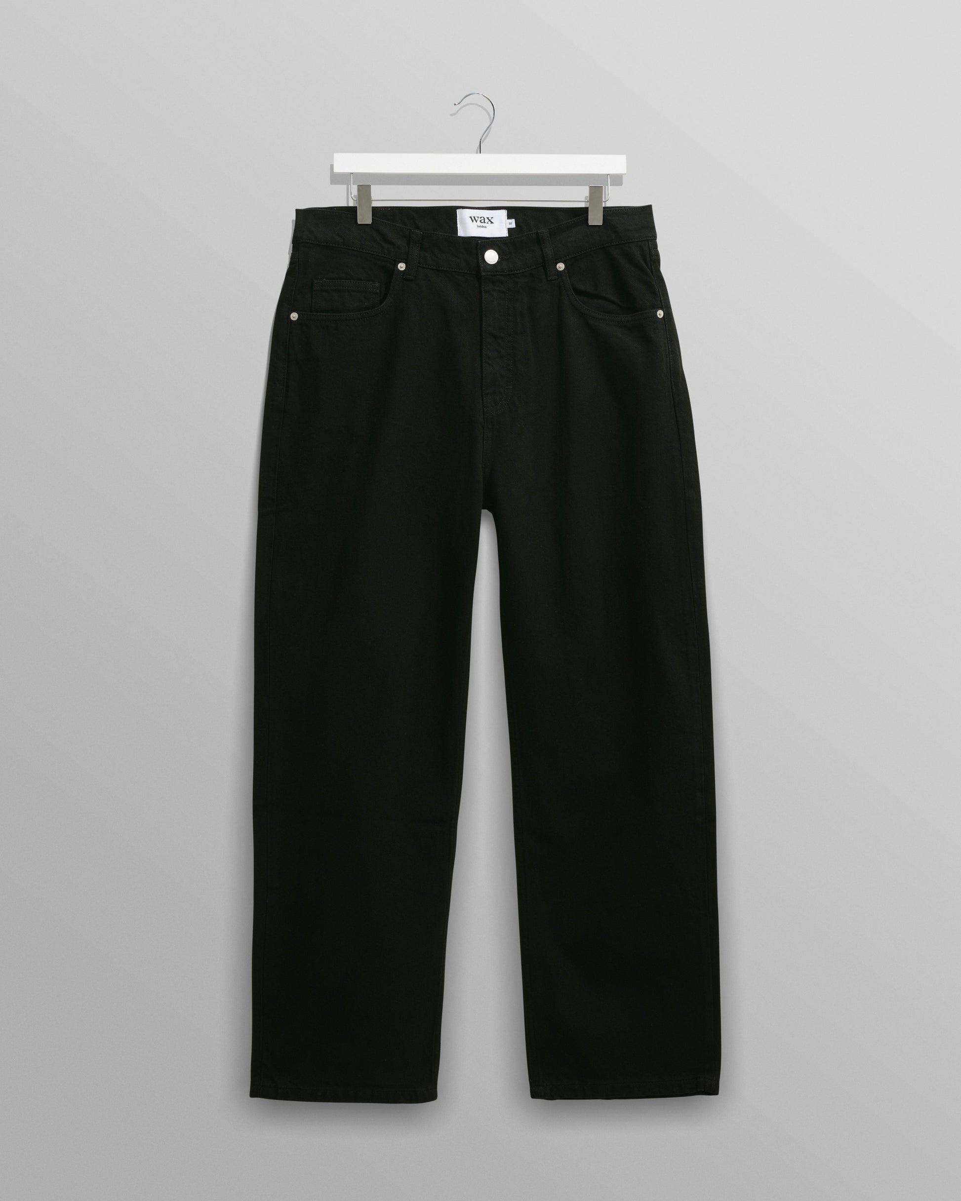 wax london men's Felix - Black Loose Fit Denim Jeans