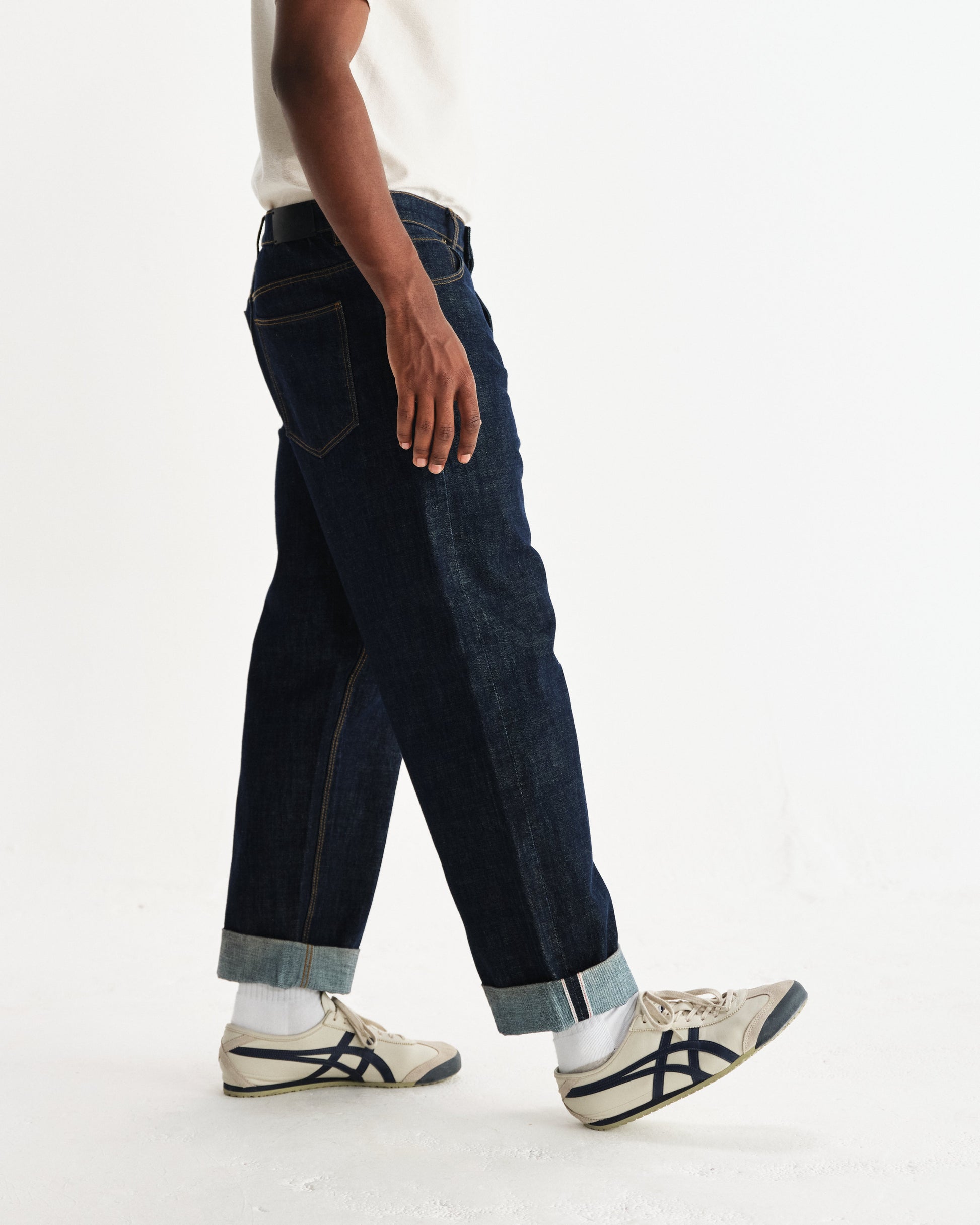 wax london men's Felix - Rinse Wash Selvedge Loose Fit Denim Jeans