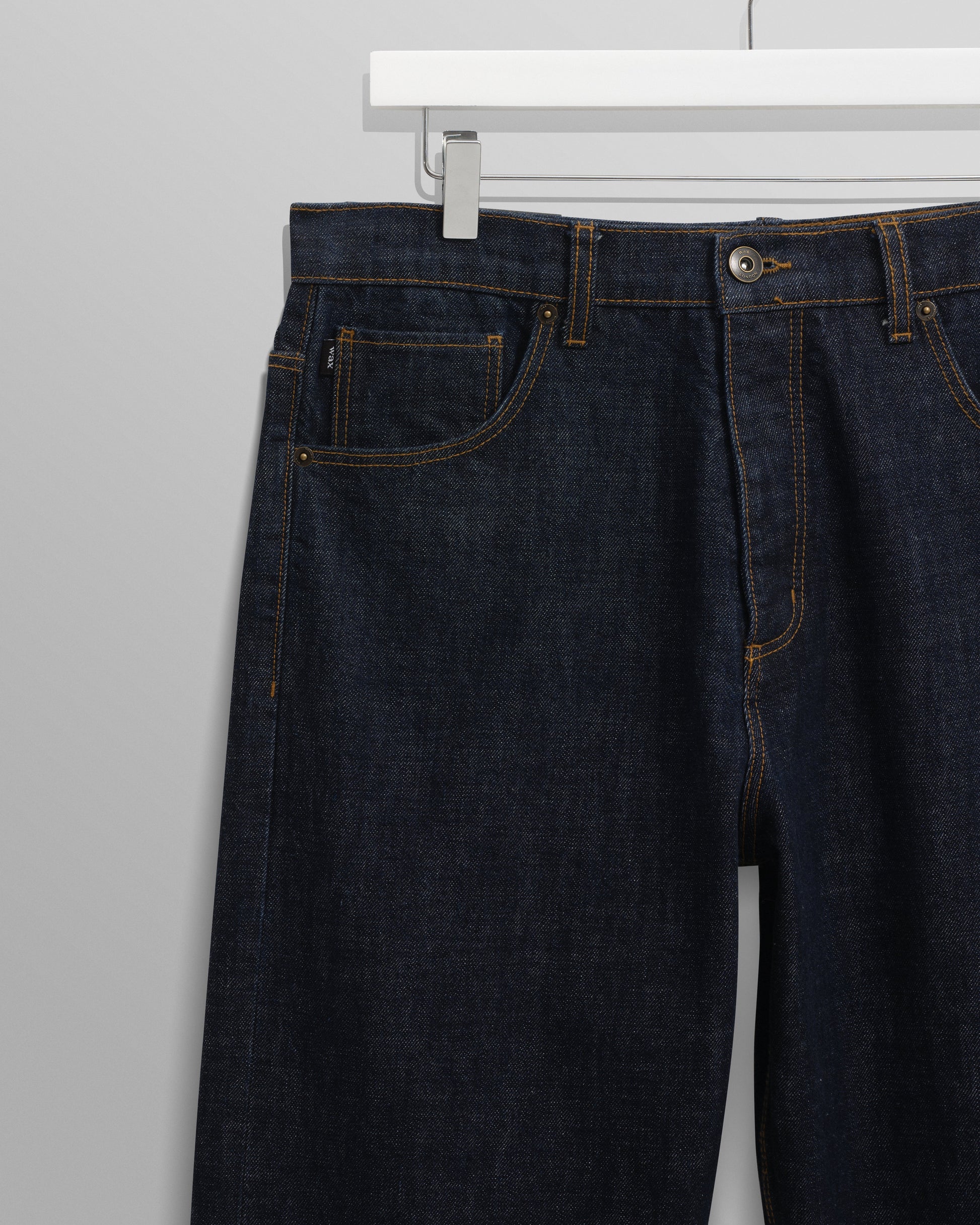 wax london men's Felix - Rinse Wash Selvedge Loose Fit Denim Jeans