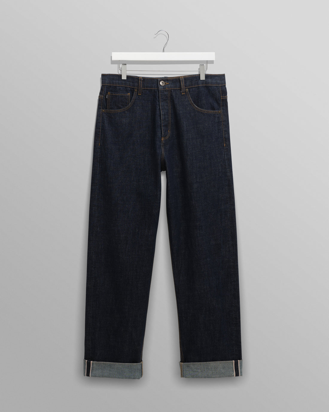 wax london men's Felix - Rinse Wash Selvedge Loose Fit Denim Jeans