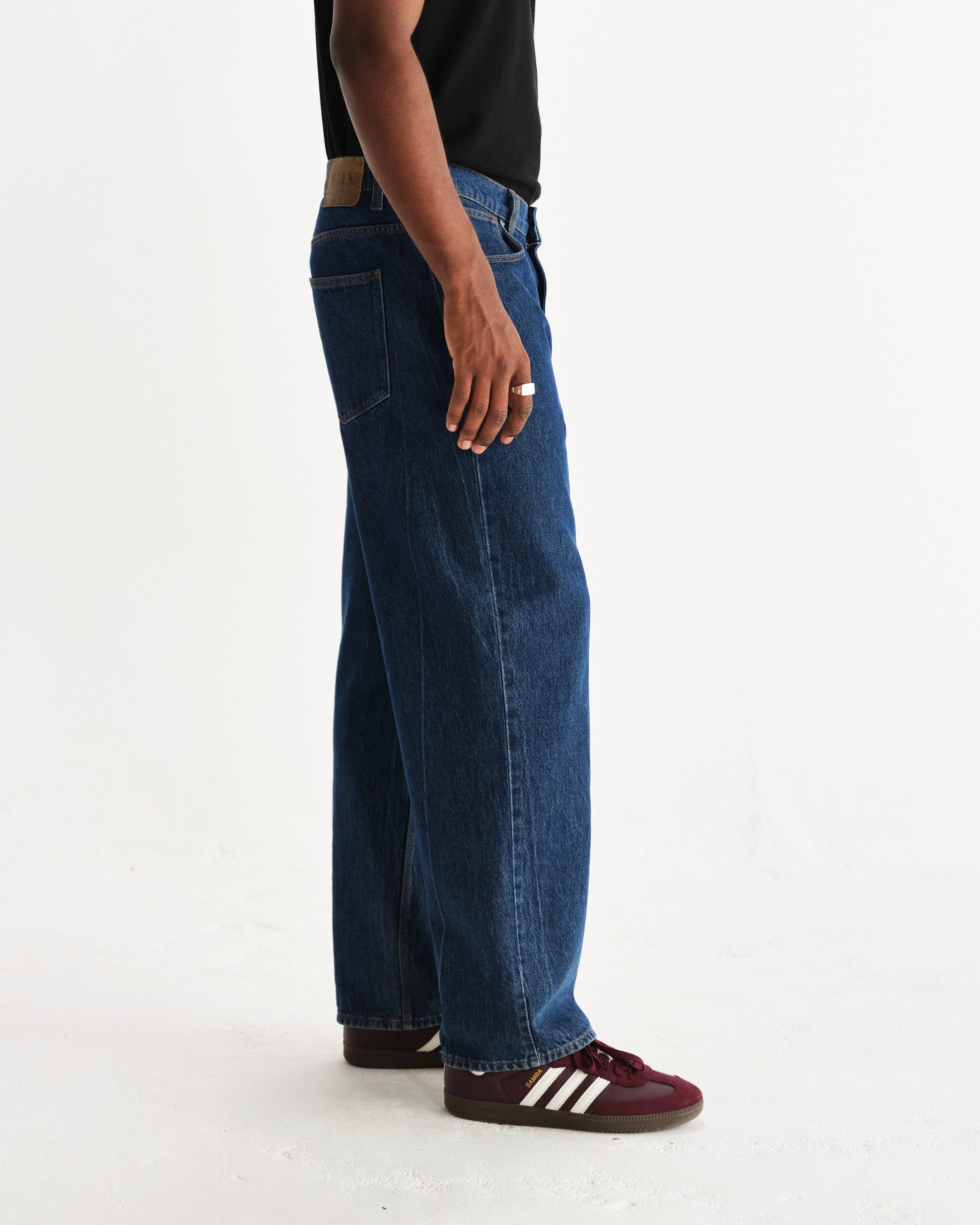 wax london men's Felix - Vintage 90s Blue Wash Loose Fit Denim Jeans