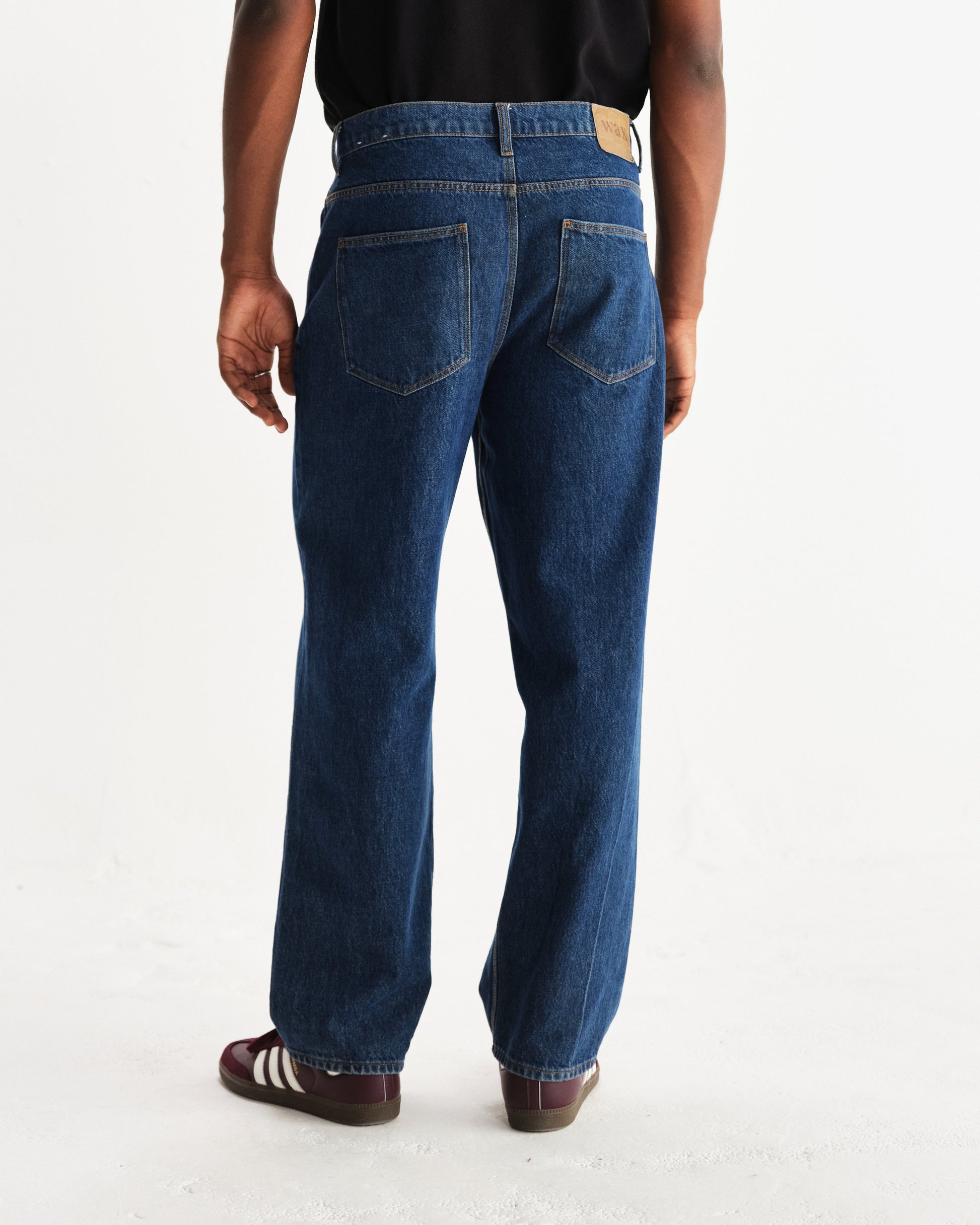 wax london men's Felix - Vintage 90s Blue Wash Loose Fit Denim Jeans