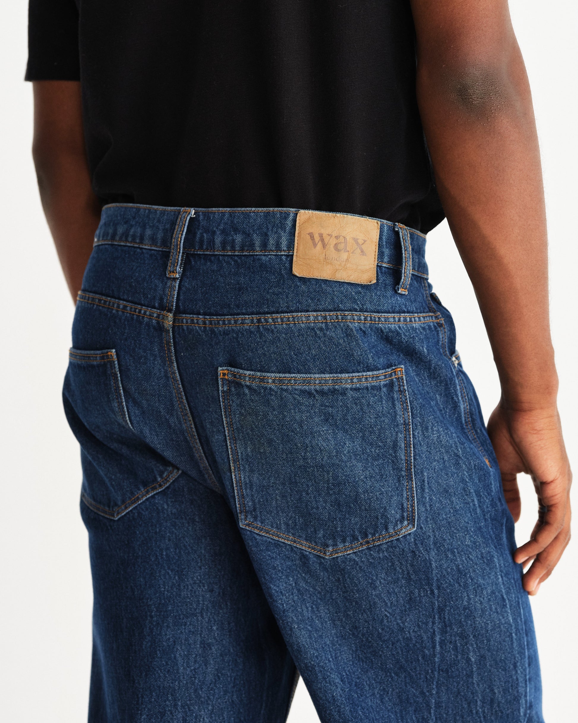 wax london men's Felix - Vintage 90s Blue Wash Loose Fit Denim Jeans