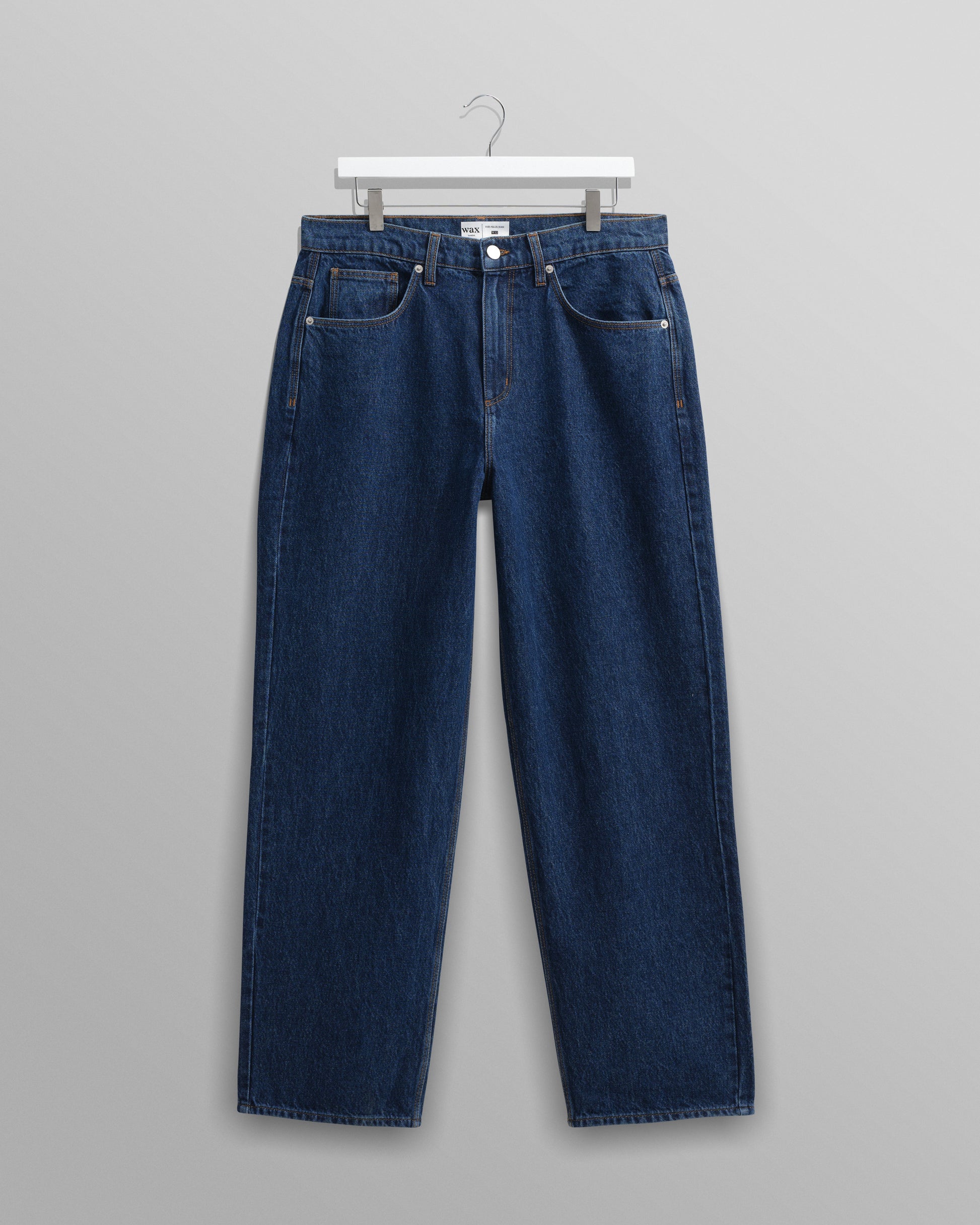 wax london men's Felix - Vintage 90s Blue Wash Loose Fit Denim Jeans