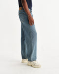 wax london men's Felix - Vintage Antique Blue Loose Fit Denim Jeans