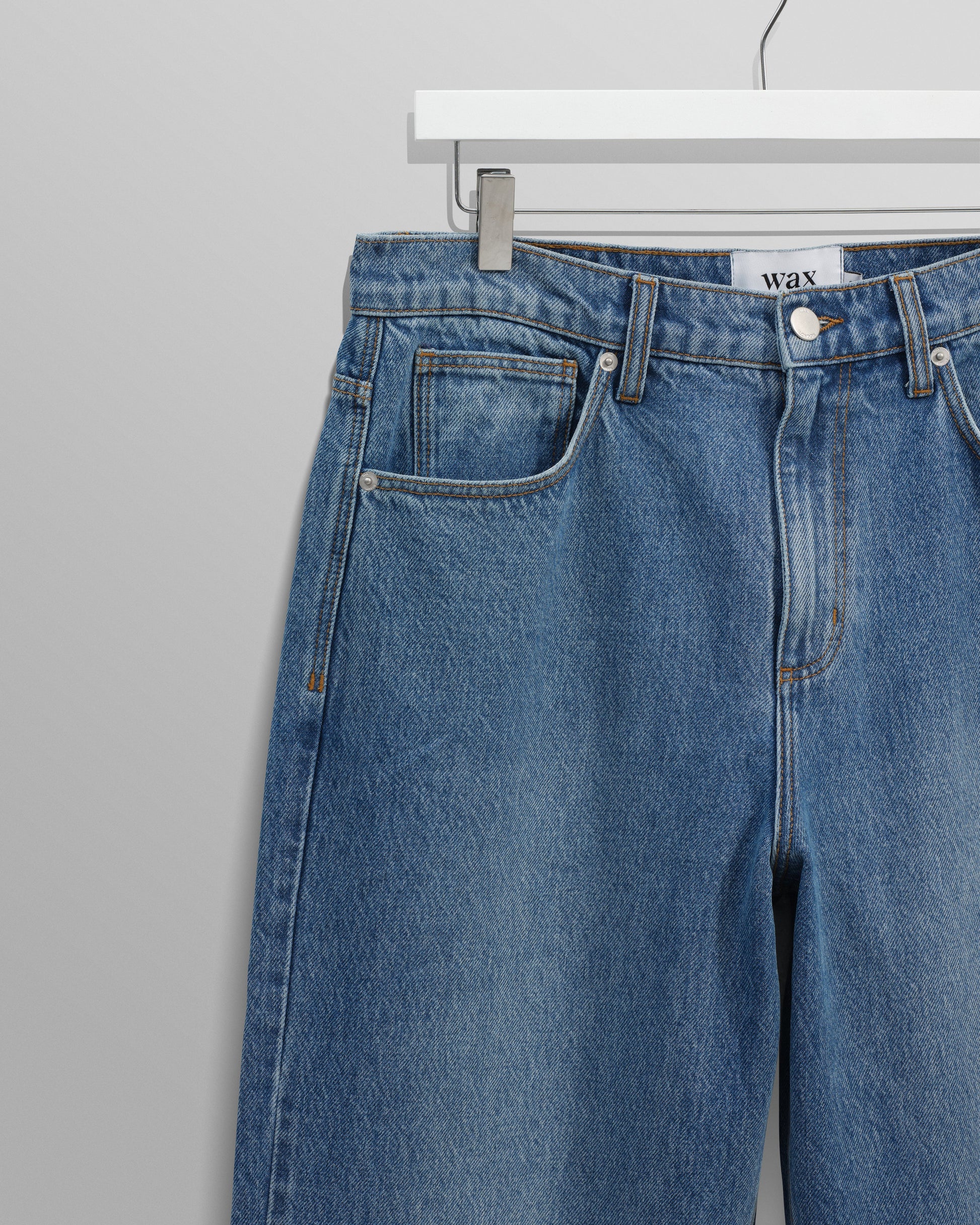 wax london men's Felix - Vintage Antique Blue Loose Fit Denim Jeans