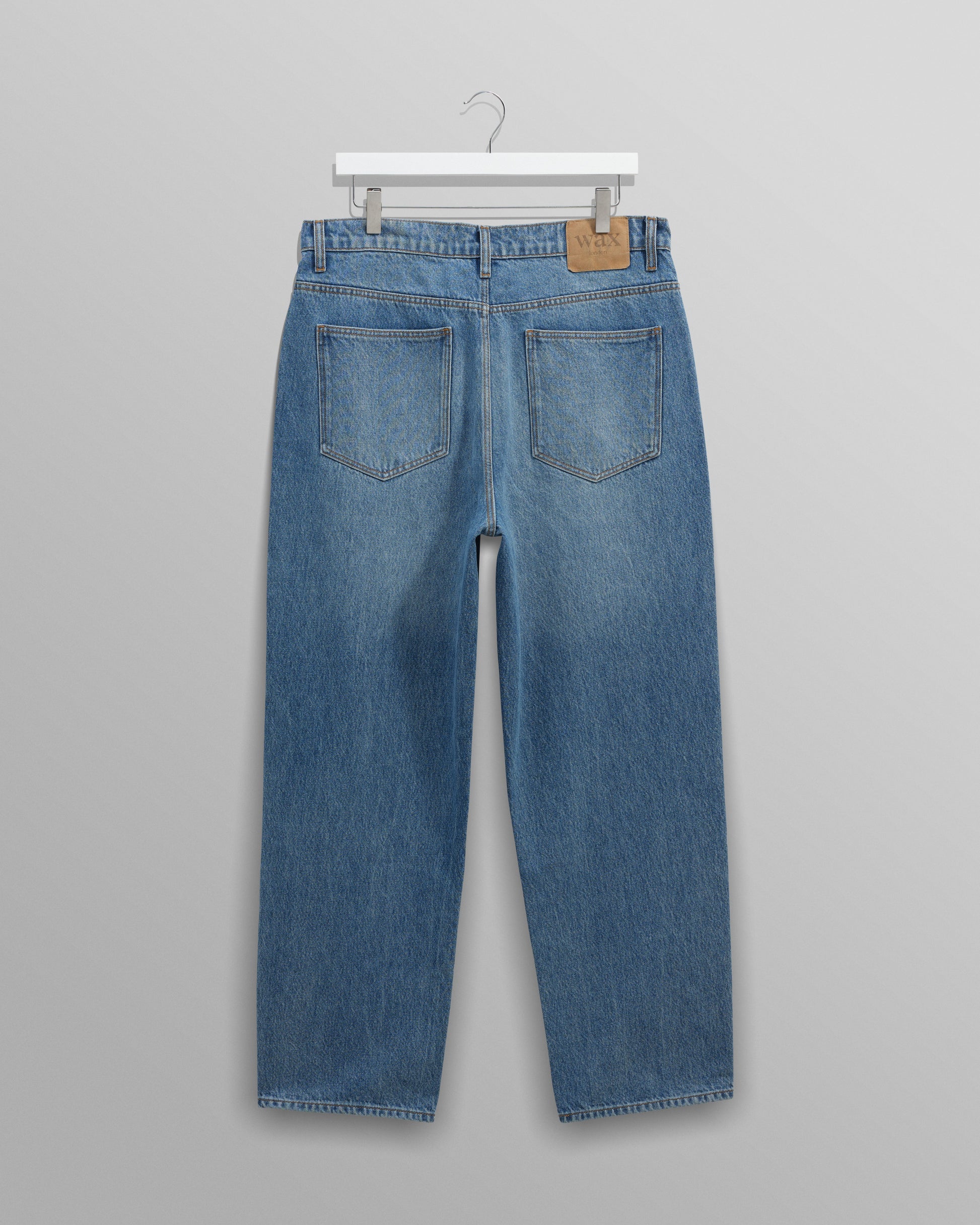 wax london men's Felix - Vintage Antique Blue Loose Fit Denim Jeans