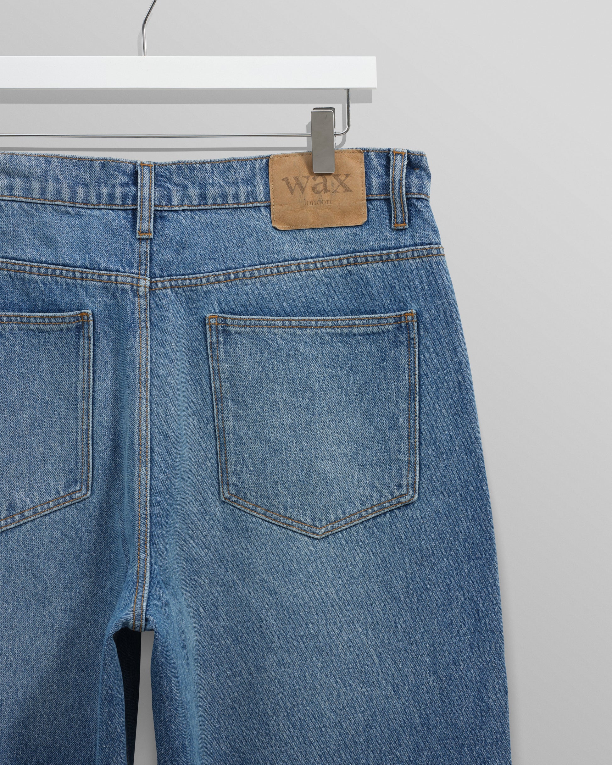wax london men's Felix - Vintage Antique Blue Loose Fit Denim Jeans