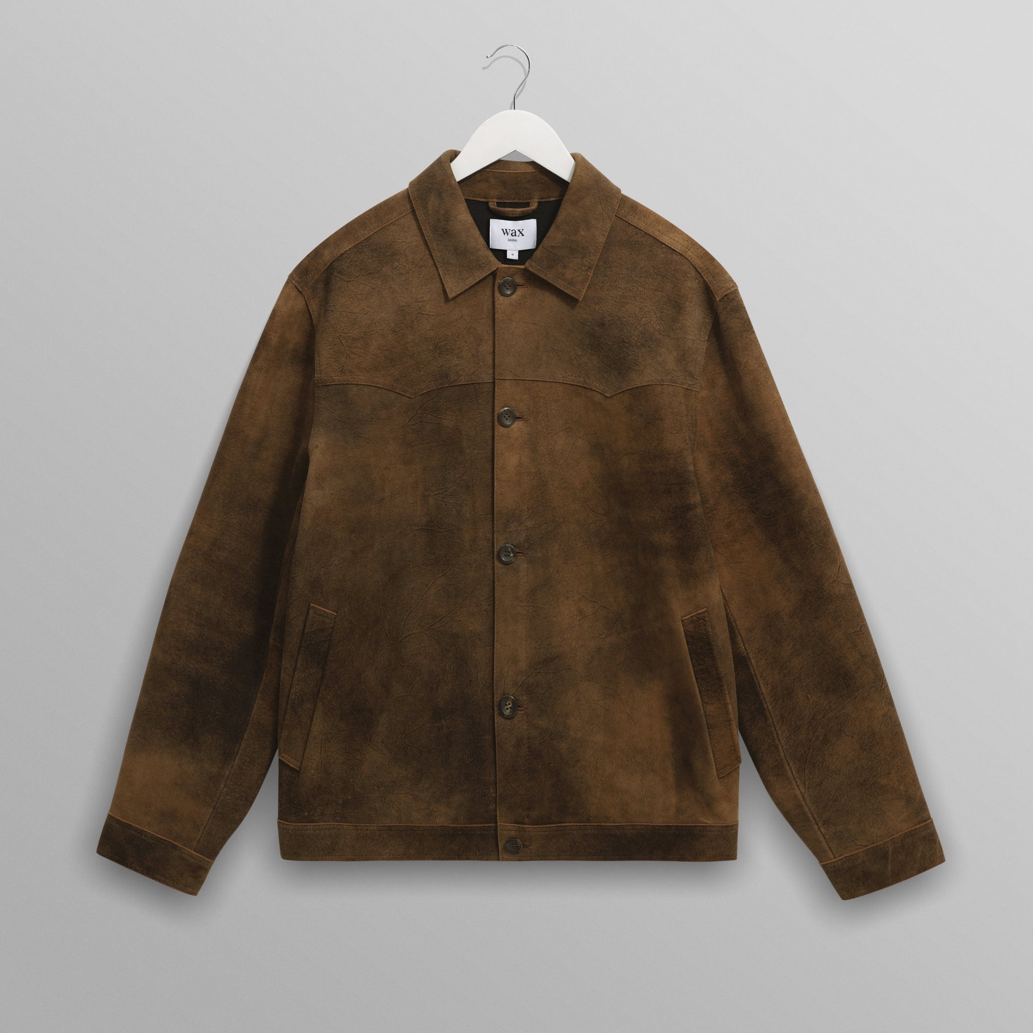 wax london men's Fen - Tonal Brown Suede Jacket