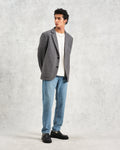 wax london men's Fintry - Charcoal Grey Pinstripe Wool Blazer